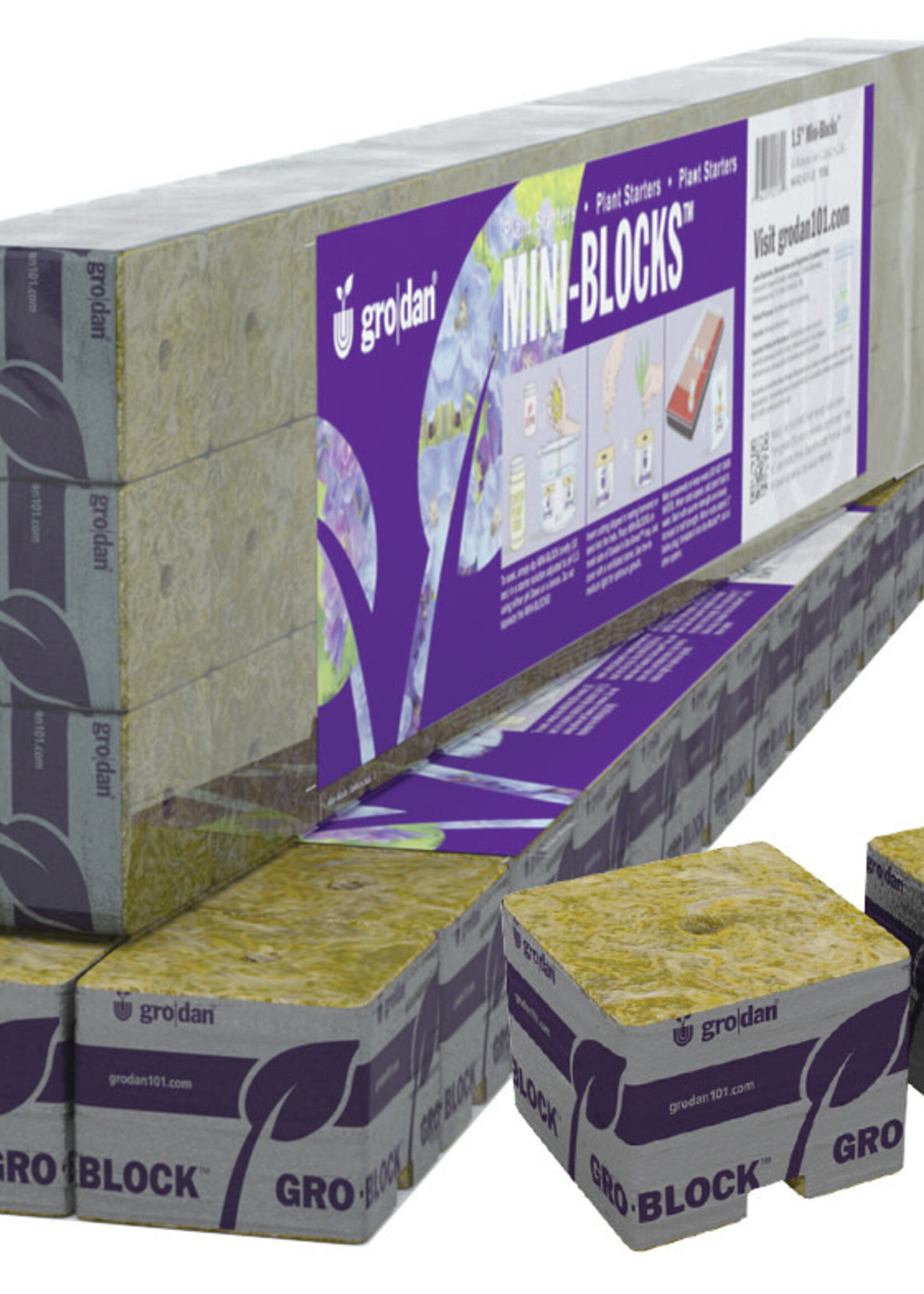 Grodan Grodan 1.5 in Starter Mini-Blocks MM40/40 1.5 in x 1.5 in x 1.5 in (3 Strips of 15 or 45 ct) (50/Cs)
