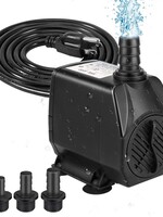 Winkeyes 1050GPH 100W Water Pump with Anti Dry Burning, Ultra Quiet Submersible Fountain Aquarium Fish Pond Hydroponic Pump with 13ft High Lift, 5.9ft Power Cord, 3 Nozzles