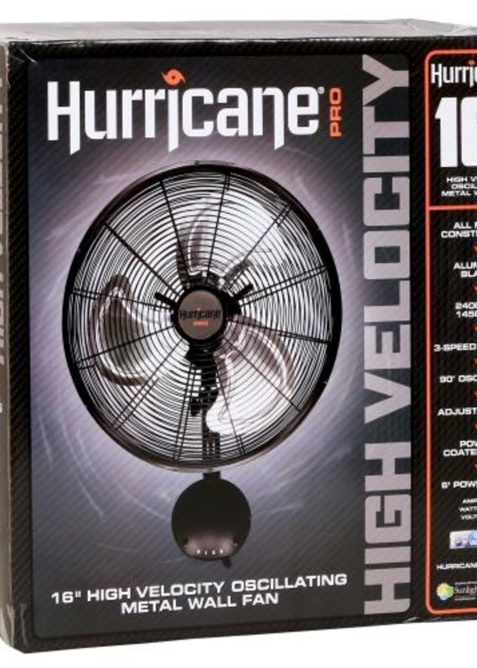 Hurricane Hurricane Pro High Velocity Oscillating Metal Wall Mount Fan 16 in
