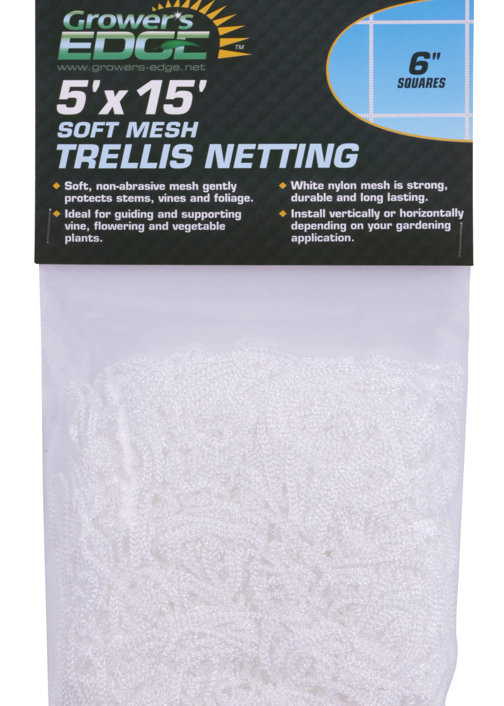 Growers Edge Grower's Edge Soft Mesh Trellis Netting Bulk Roll 5 ft x 350 ft w/ 6 in Squares