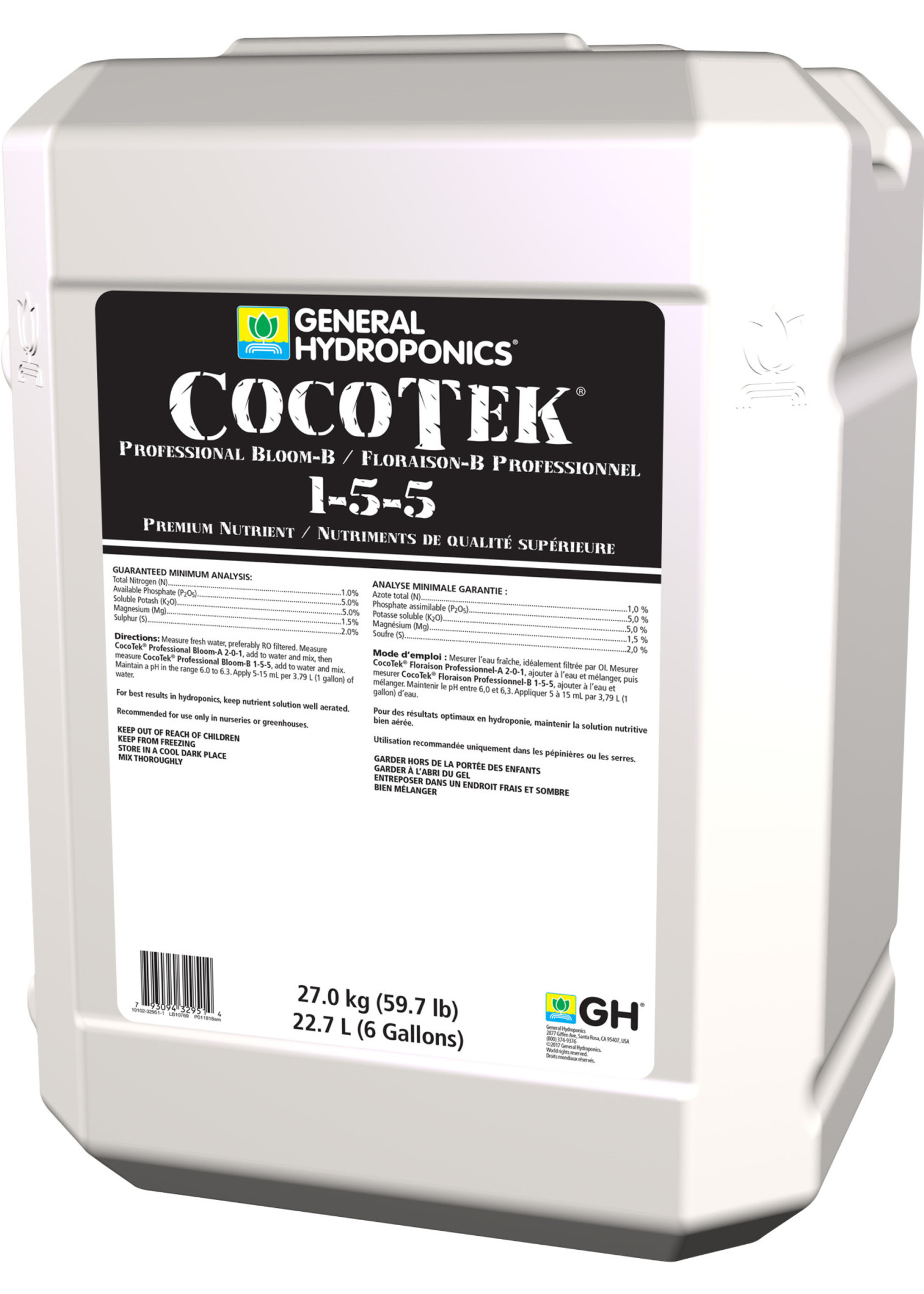 General Hydroponics GH Cocotek Bloom Pro B 6 Gallon