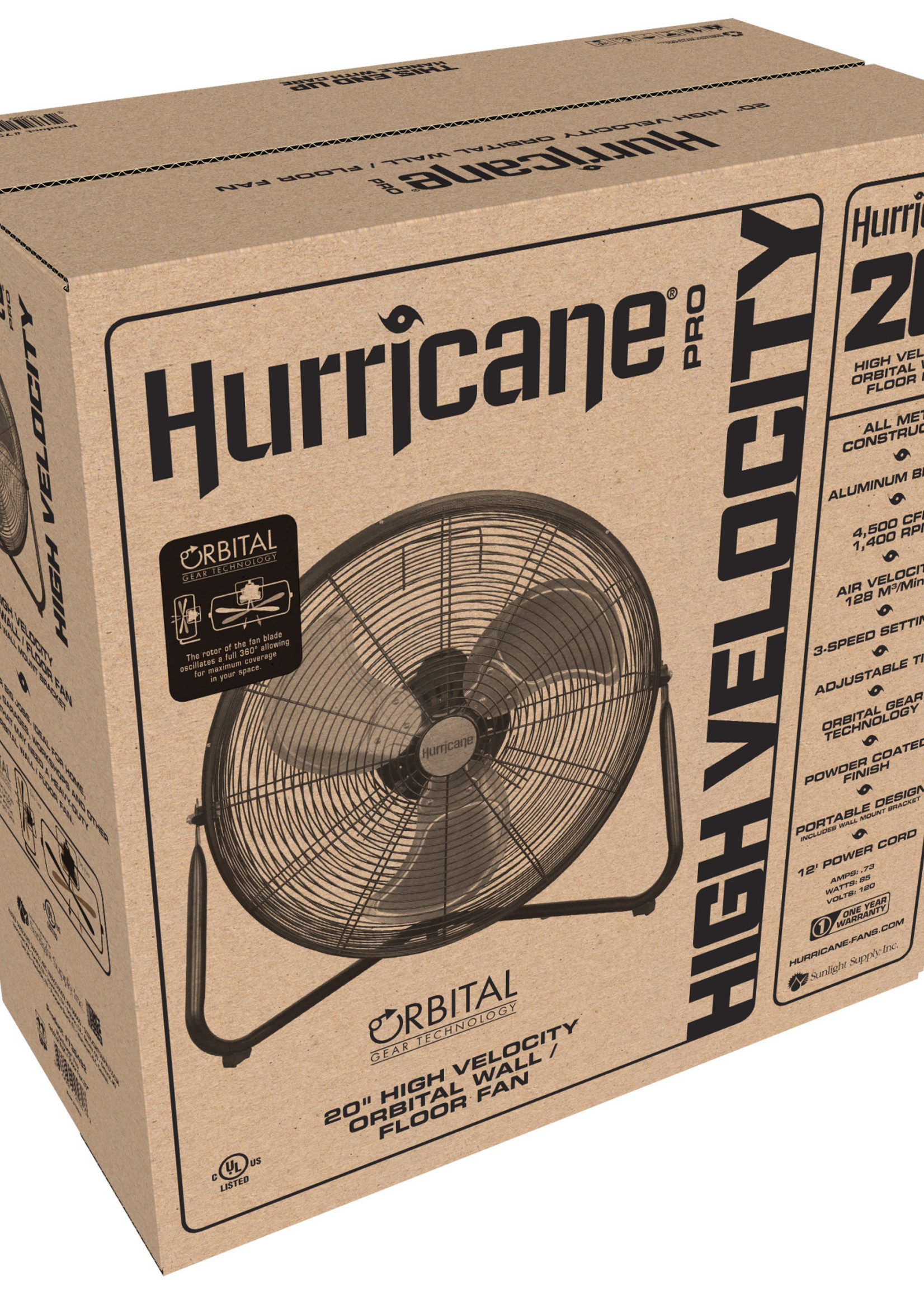 Hurricane Hurricane Pro Heavy Duty Orbital Floor Fan 20 in