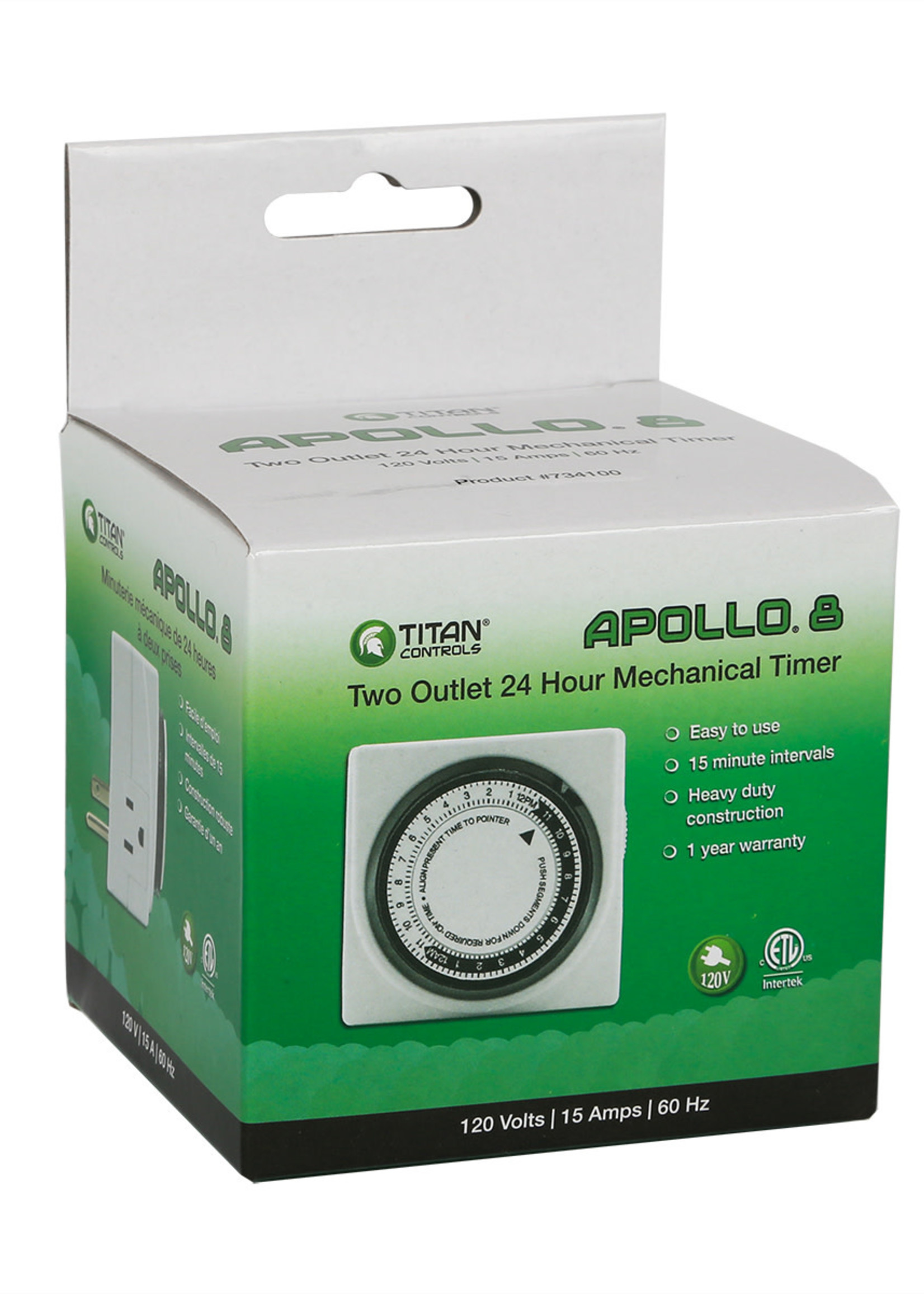 Titan Controls Titan Controls® Apollo® 8 - Two Outlet Mechanical Timer