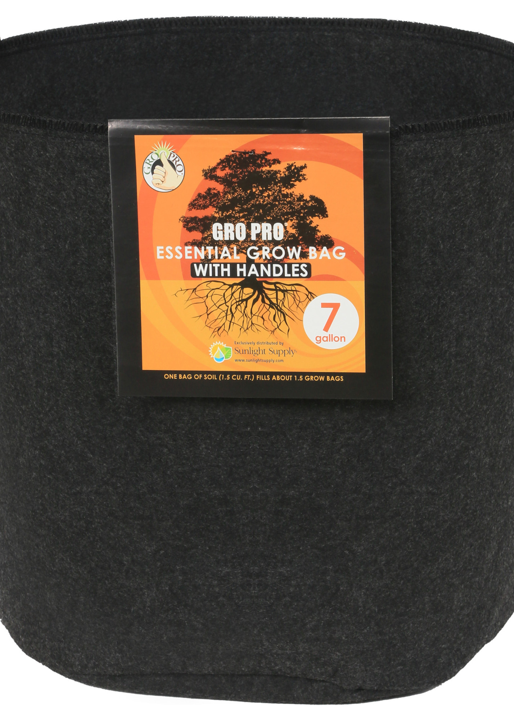 Gro Pro Essential Round Fabric Pot w/ Handles 10 Gallon - Black (60/Cs)
