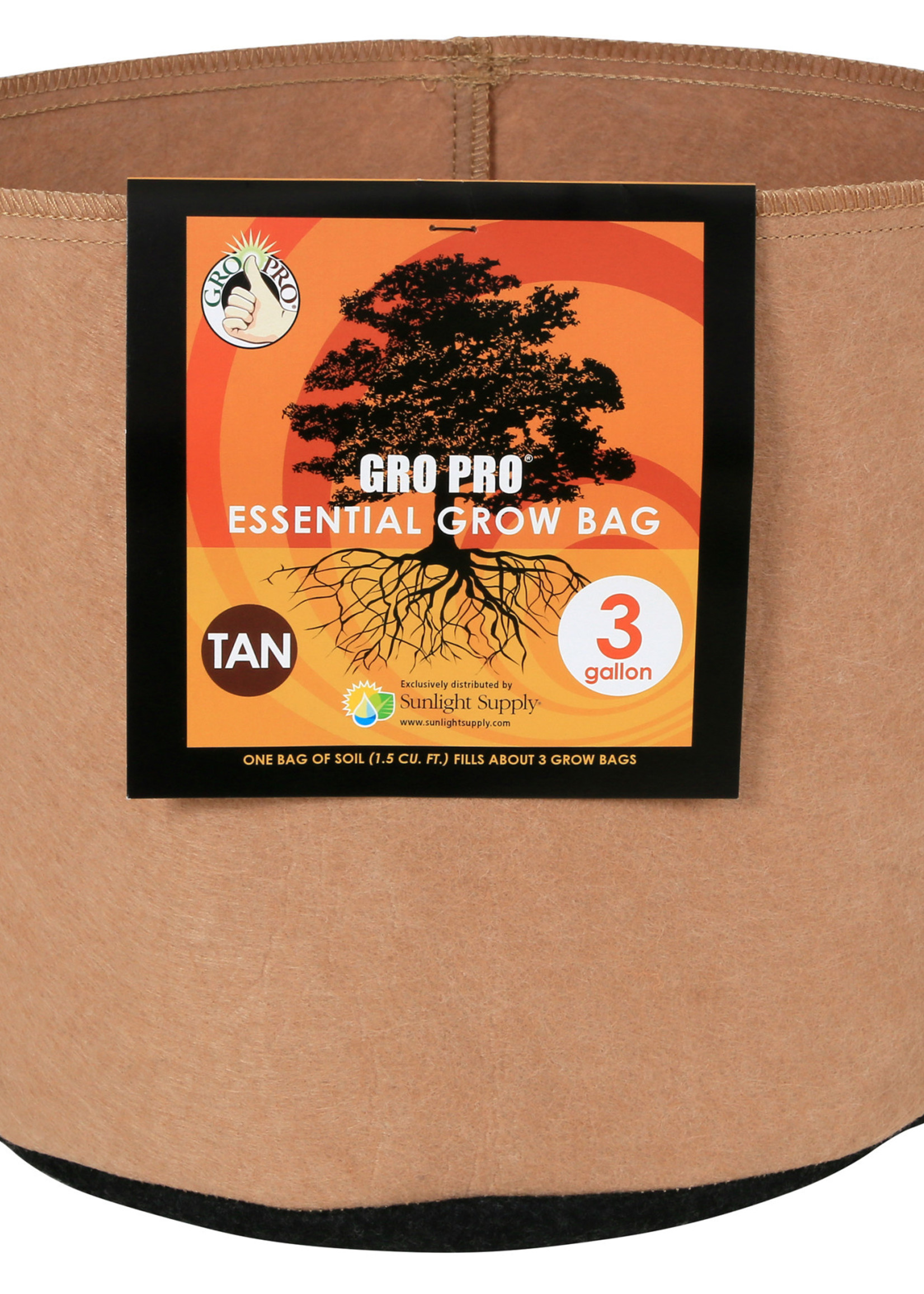 Gro Pro Essential Round Fabric Pot - Tan 2 Gallon (120/Cs)