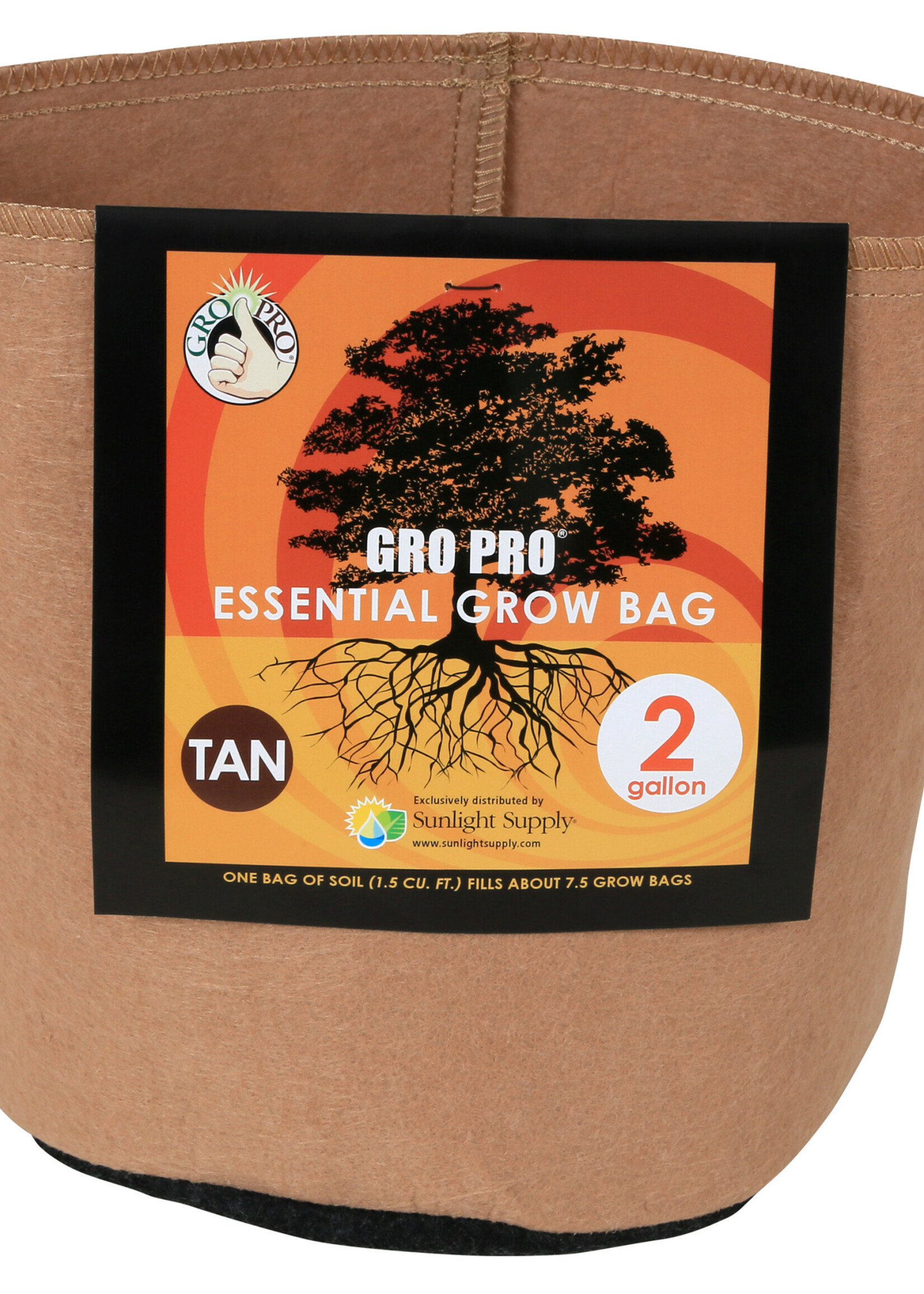 Gro Pro Essential Round Fabric Pot - Tan 3 Gallon (72/Cs)