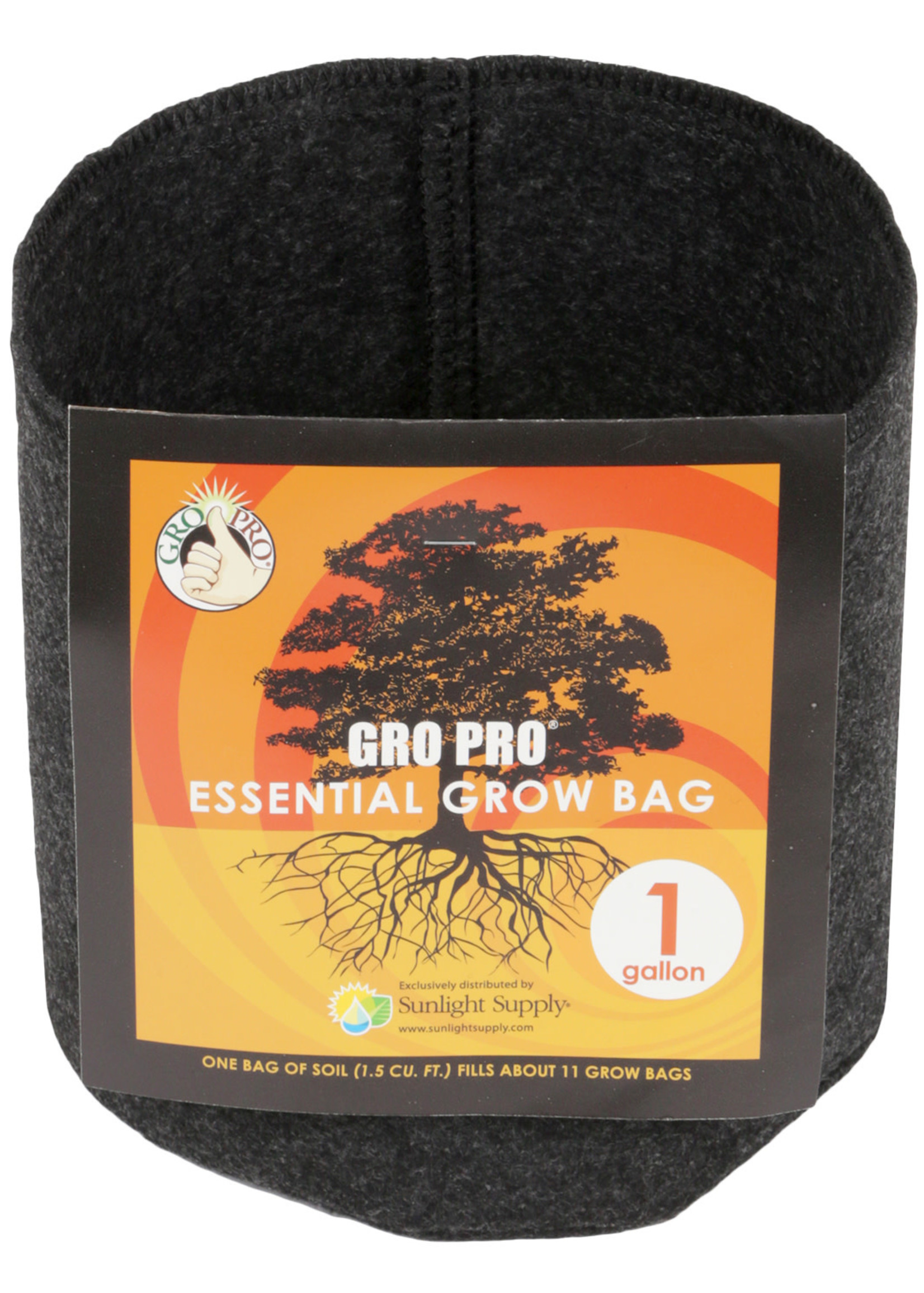 Gro Pro Essential Round Fabric Pot - Black 1 Gallon (120/Cs)