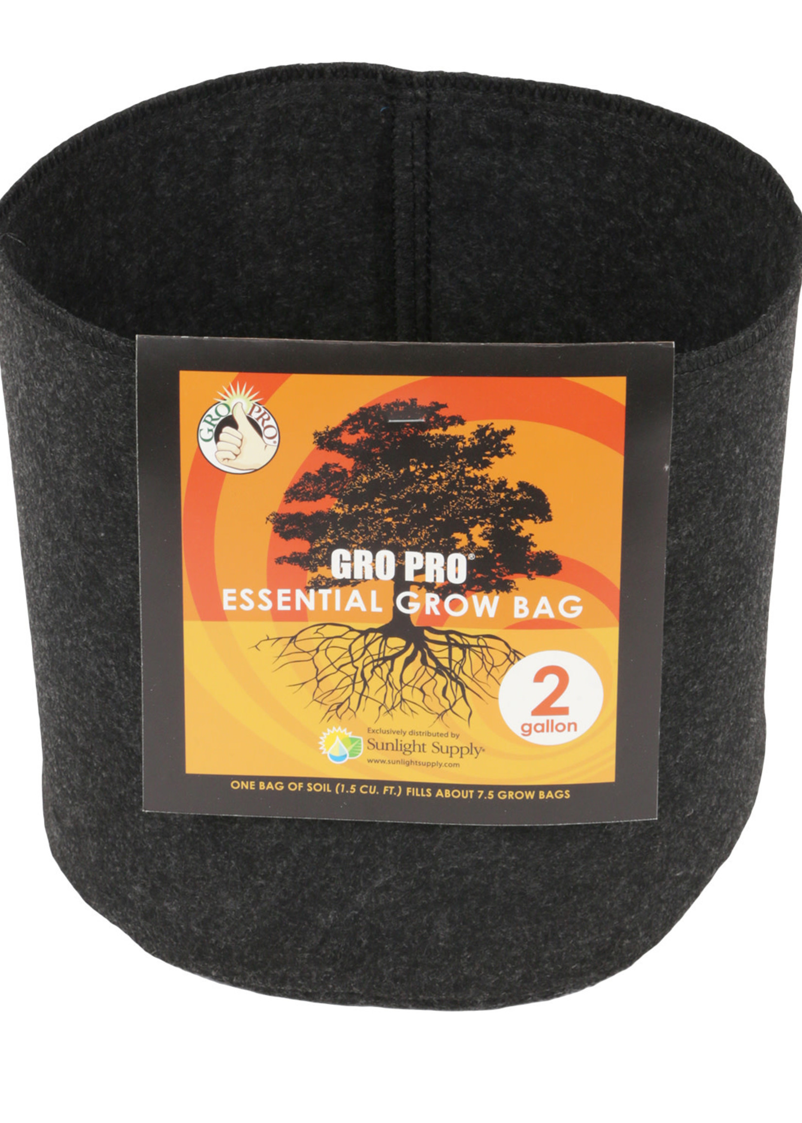 Gro Pro Essential Round Fabric Pot - Black 2 Gallon (120/Cs)