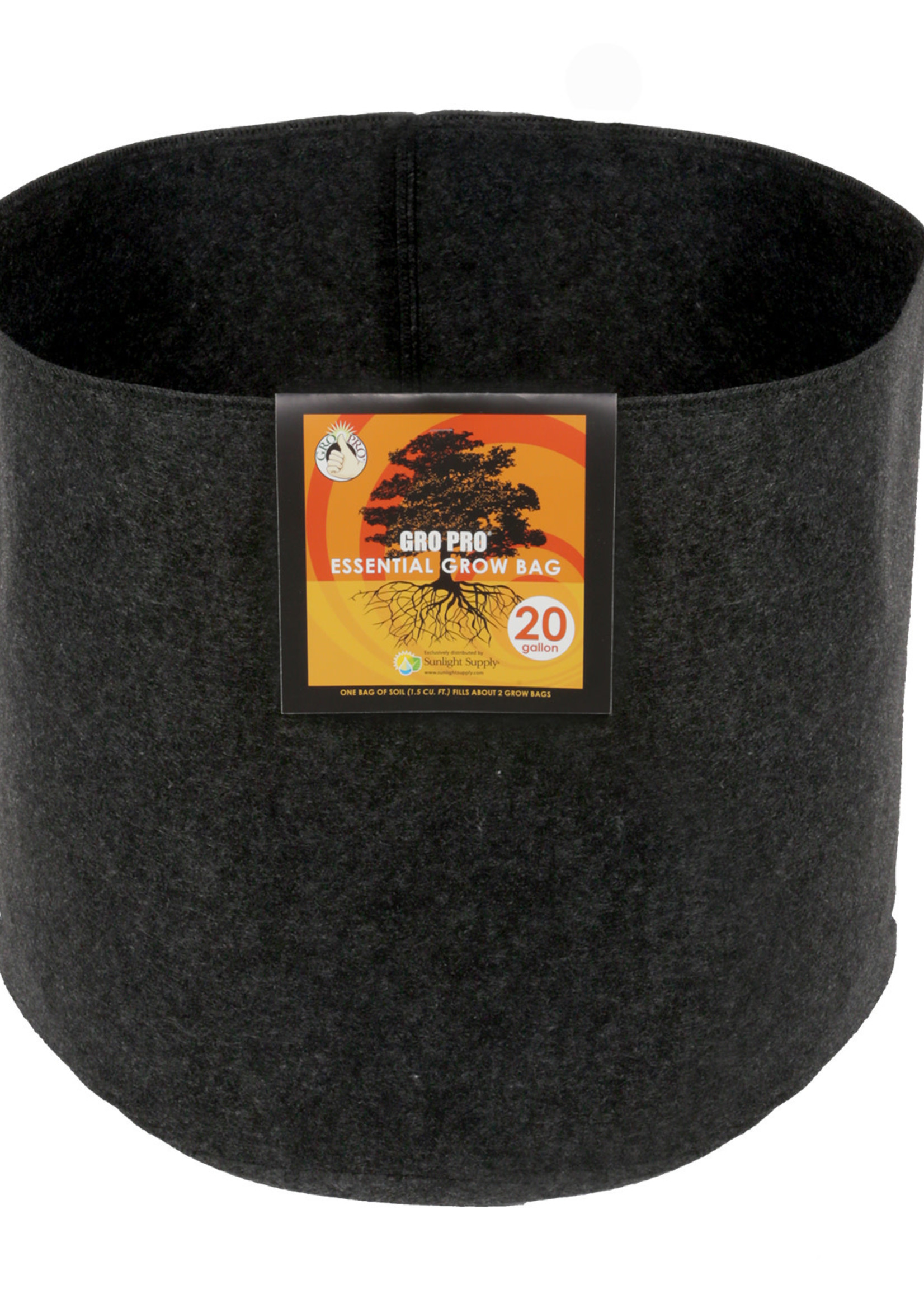 Gro Pro Essential Round Fabric Pot - Black 15 Gallon (48/Cs)