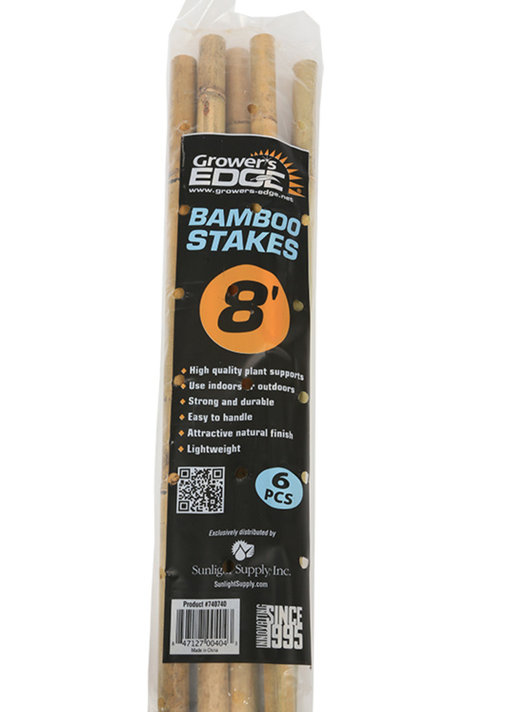Growers Edge Grower's Edge Natural Bamboo 8 ft - 6/Bag (20 Bags/Bundle)