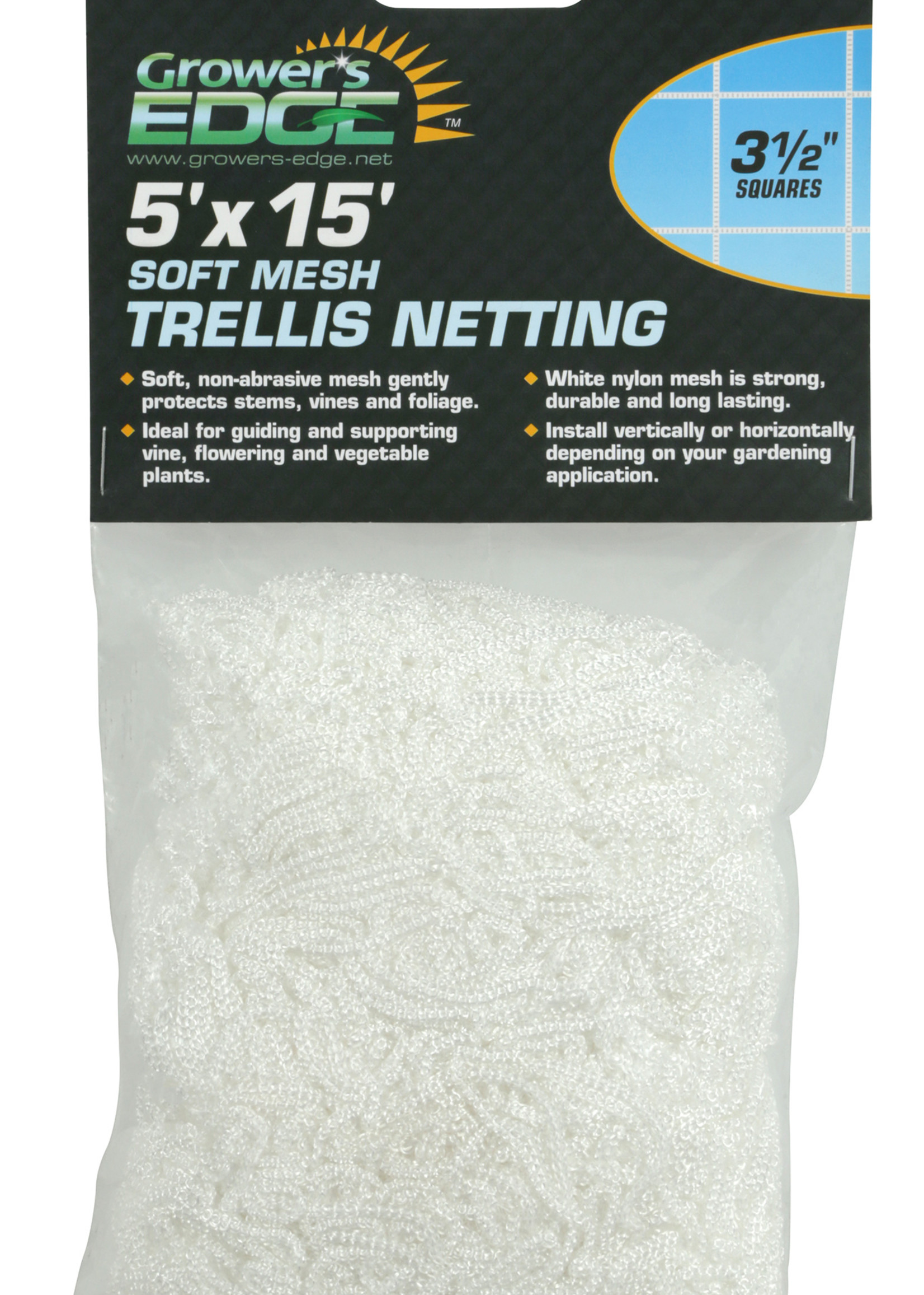 Growers Edge Grower's Edge Soft Mesh Trellis Netting 5 ft x 15 ft w/ 3.5 in Squares (12/Cs)