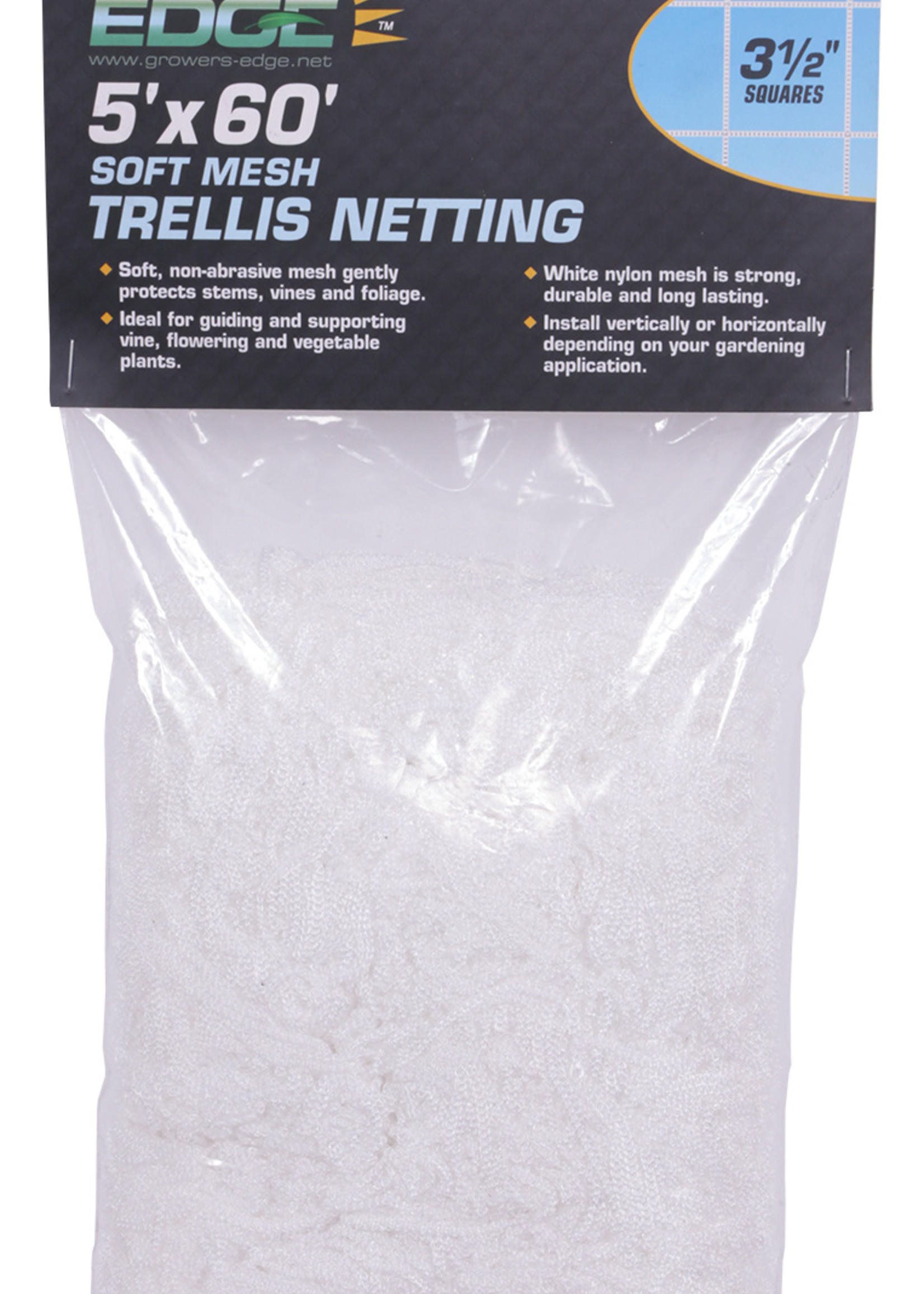 Growers Edge Grower's Edge Soft Mesh Trellis Netting 5 ft x 60 ft w/ 3.5 in Squares (9/Cs)