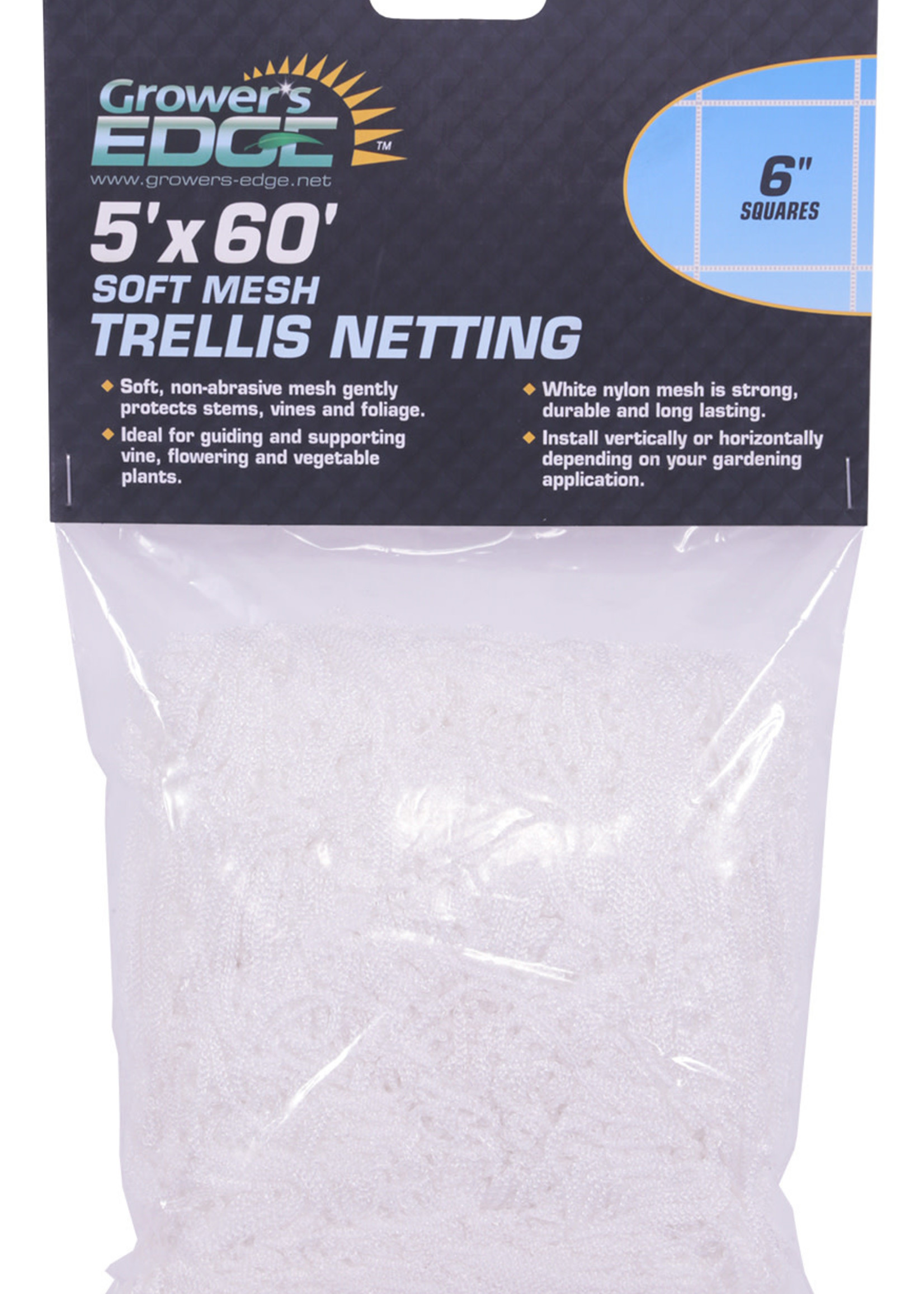 Growers Edge Grower's Edge Soft Mesh Trellis Netting 5 ft x 60 ft w/ 6 in Squares (9/Cs)