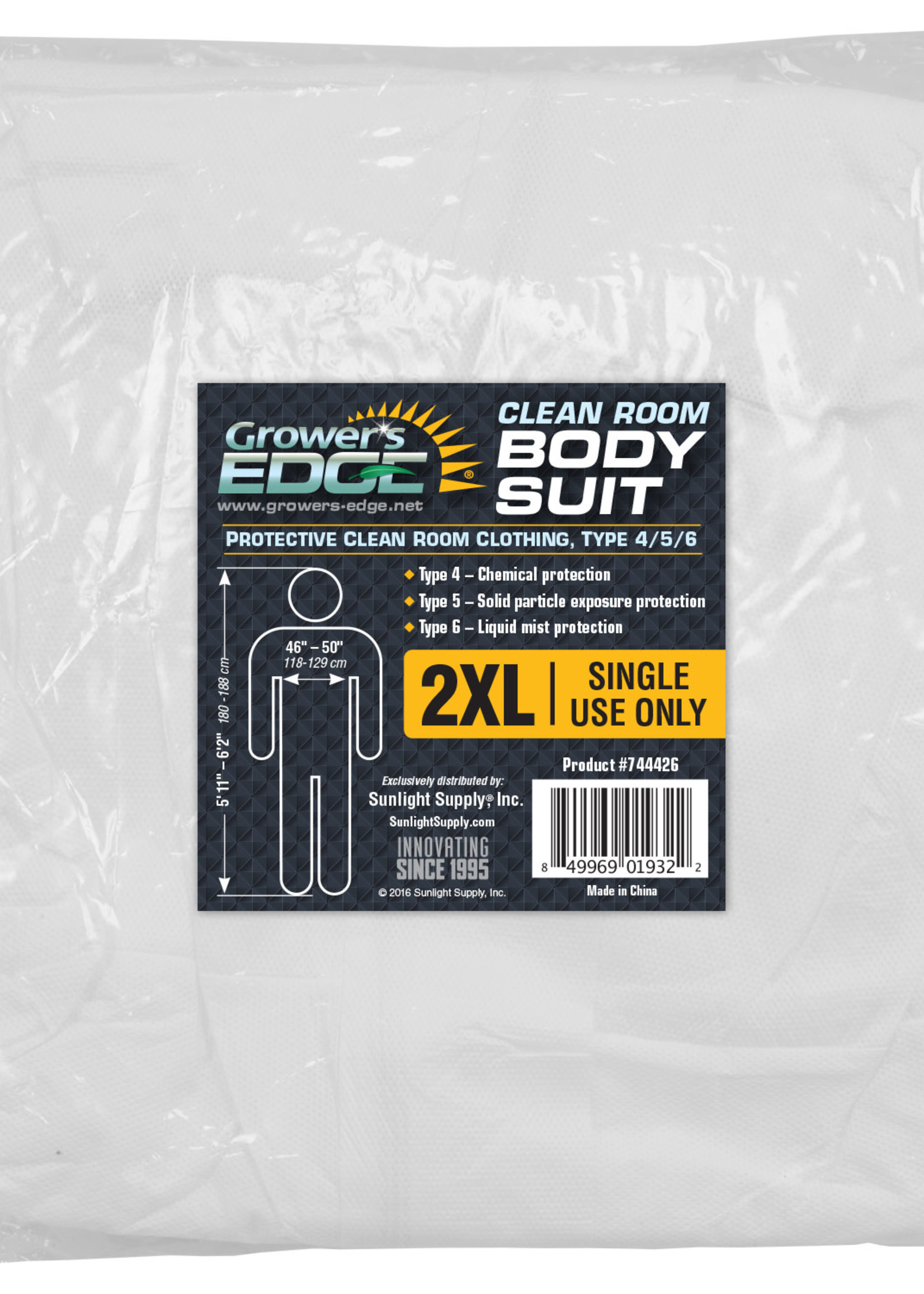 Growers Edge Grower's Edge Clean Room Body Suit - Size XXL (25/Cs)