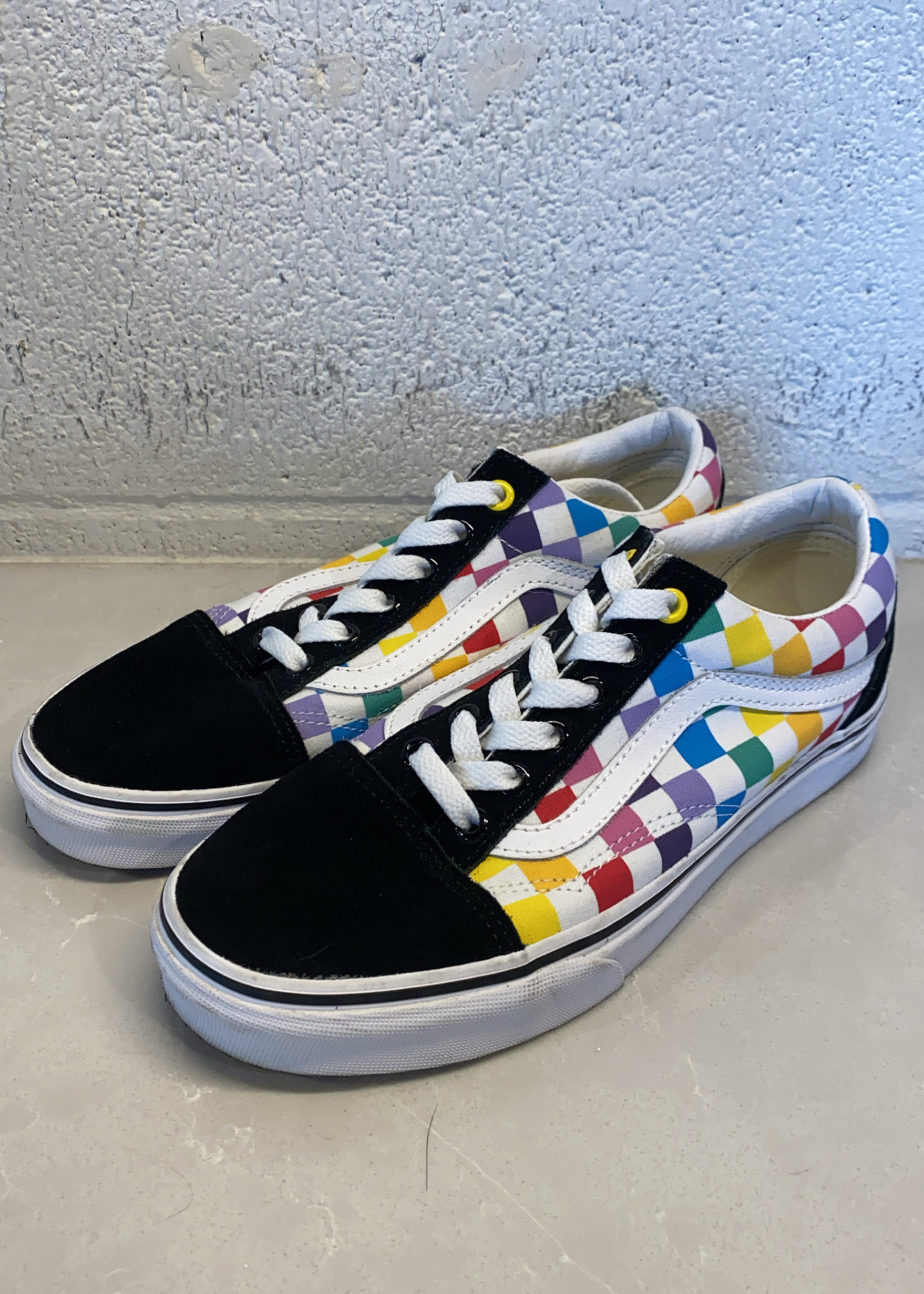 low top rainbow checkered vans