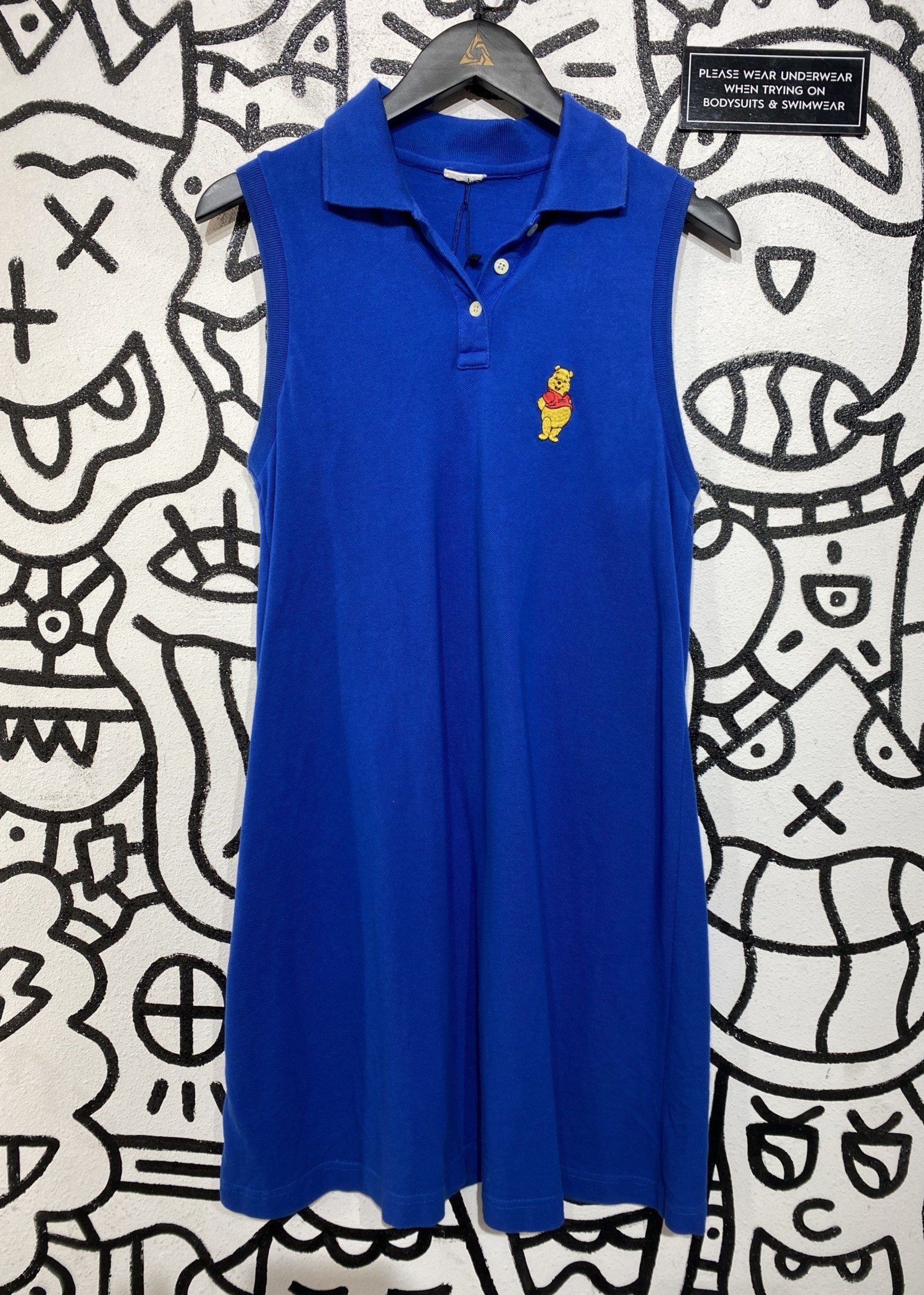 Vintage Pooh Bear Blue Henley Dress M