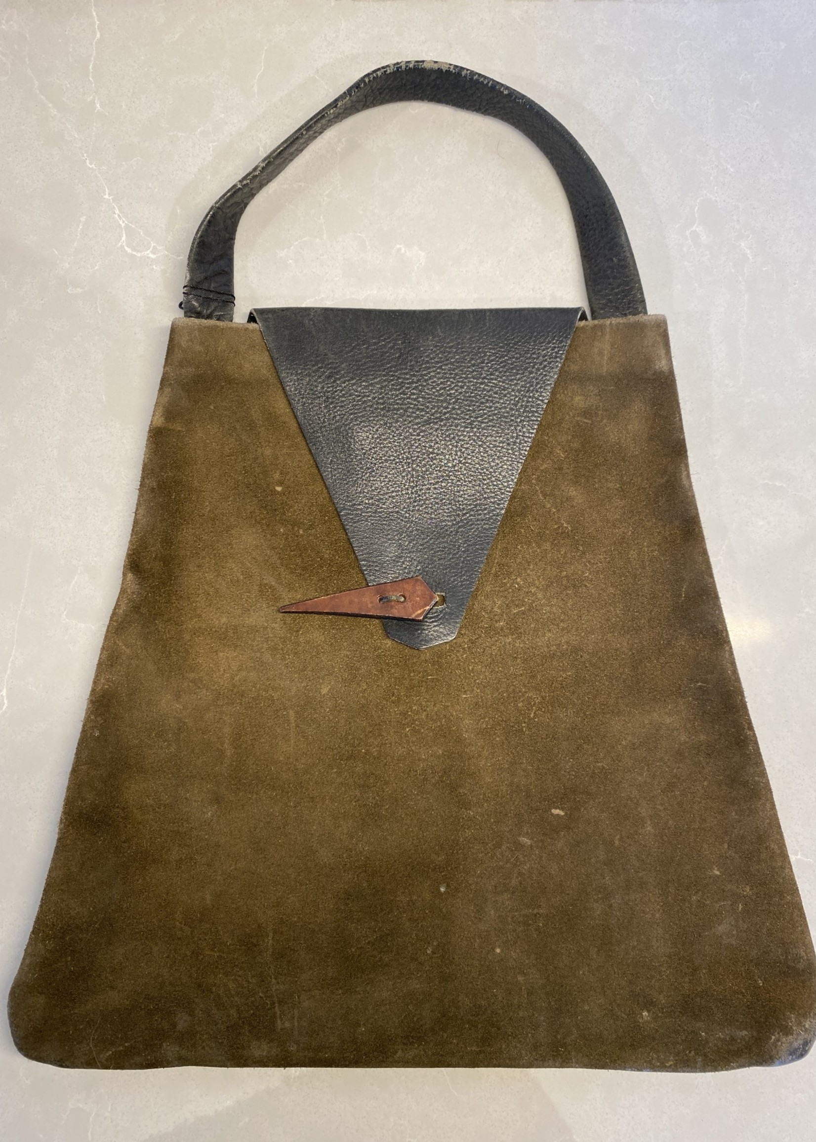 Vintage Brown Suede Handbag OS