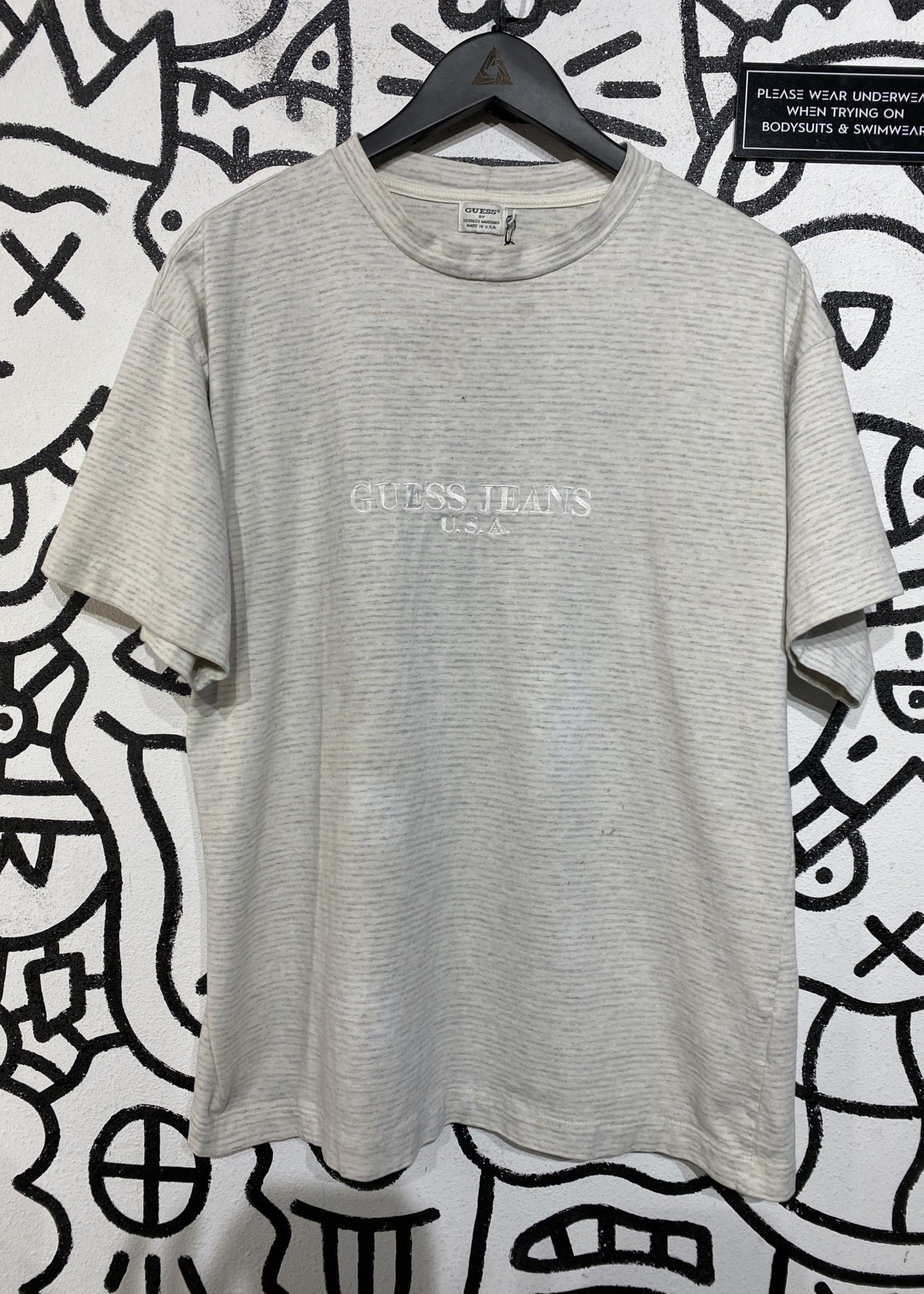 Guess Jeans USA Vintage Gray White Tee M