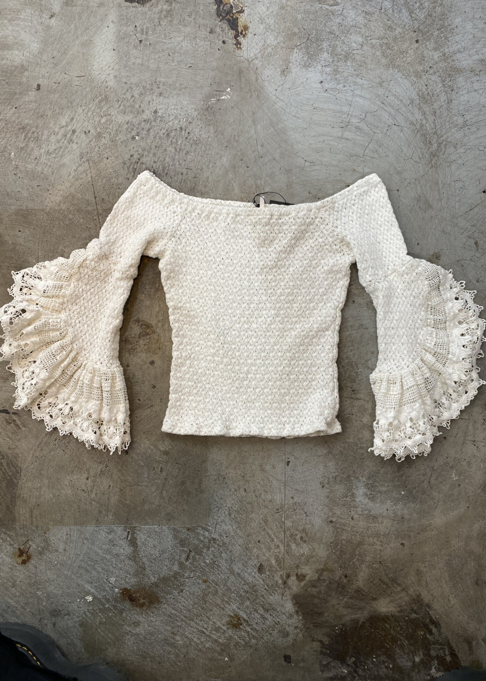 Free people off the shoulder crotchet top XS
