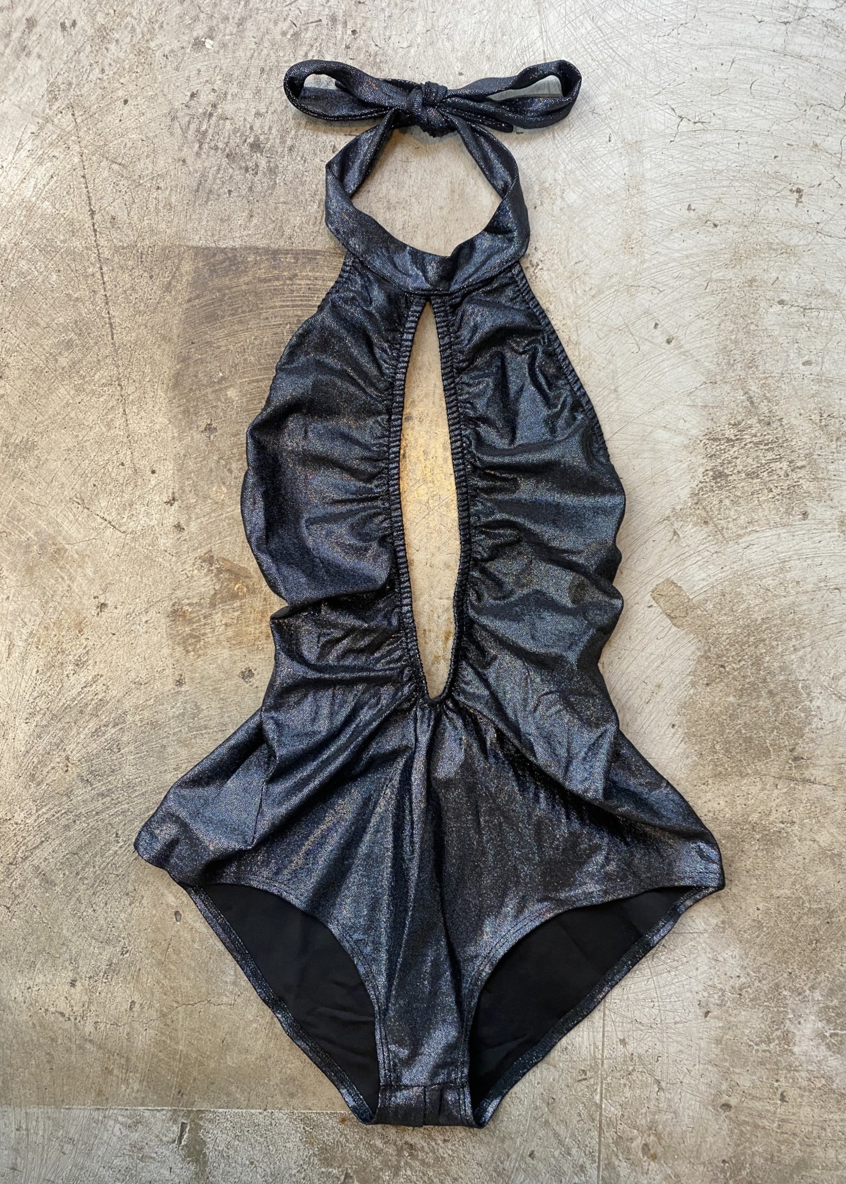 J Valentine Black Shimmer Bodysuit S
