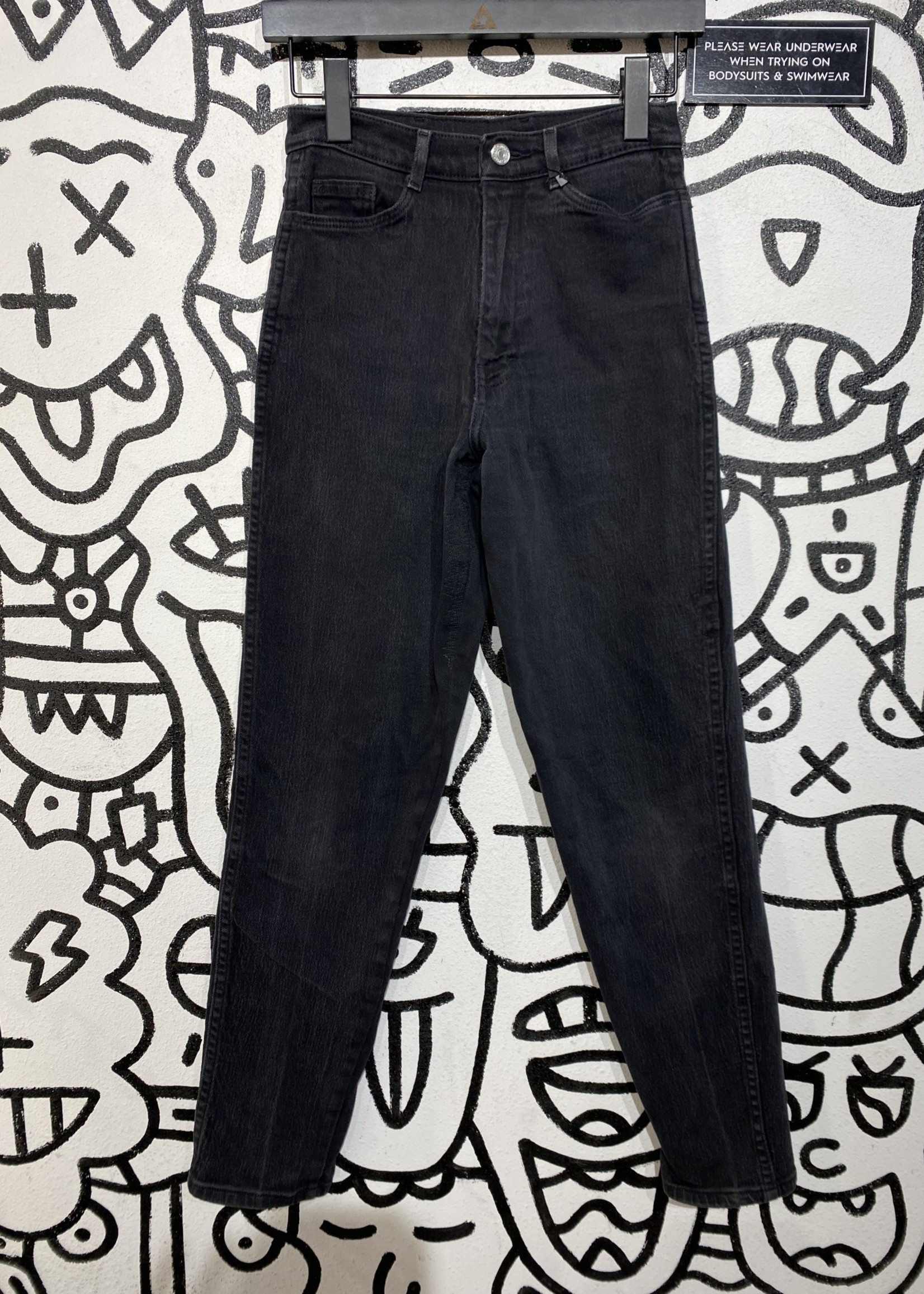 Jordache Vintage Black Denim No Pocket Jeans 25"
