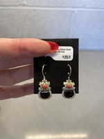 Sterling Silver Coral Onyx Earrings