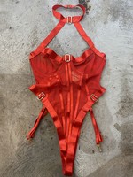 Forplay Red Sheer Bodysuit S
