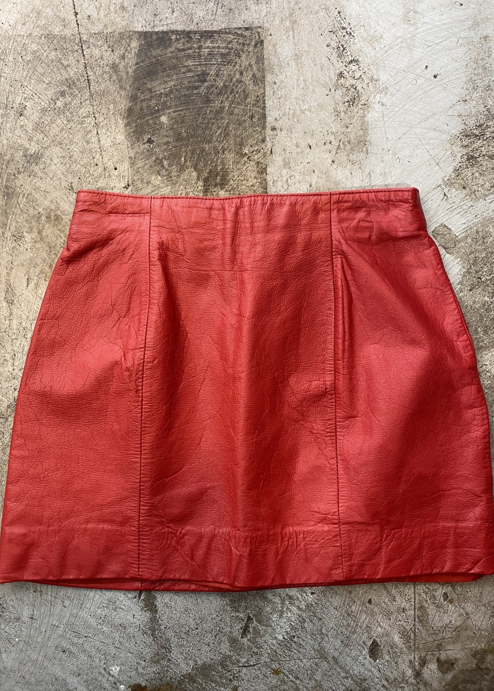 Vintage CHIA Red Leather Skirt M