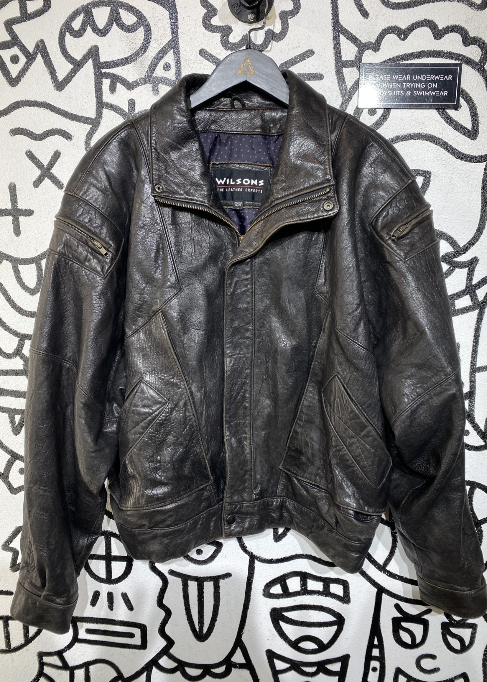 90s Wilsons Leather Jacket L