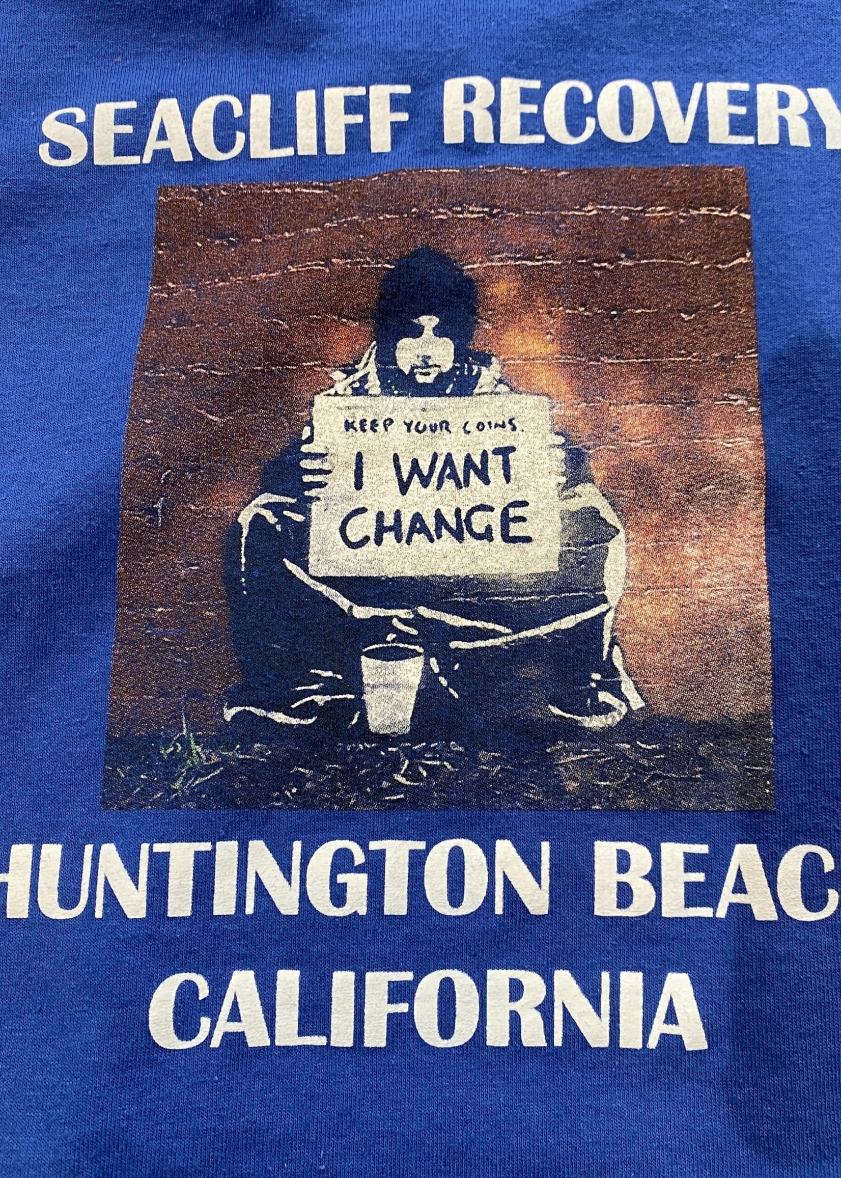 Huntington Beach Blue Ringer Tee L