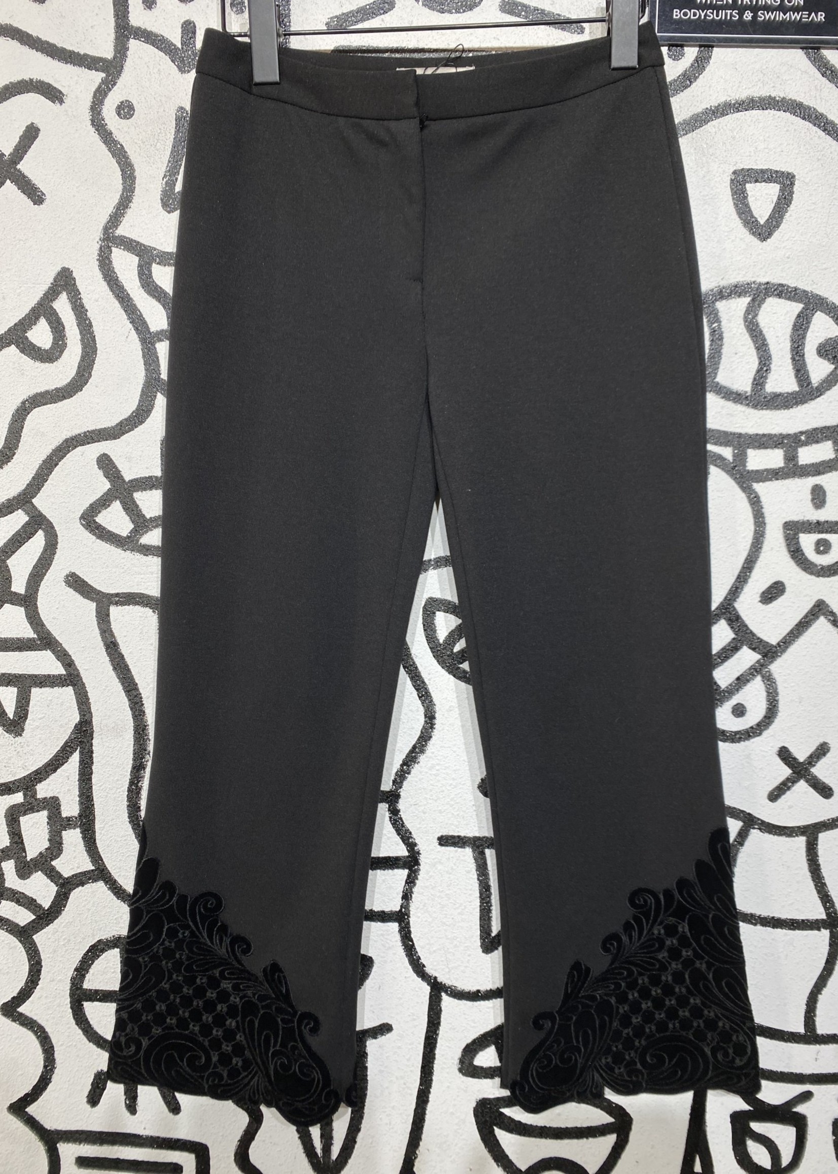 Mika Mendel Black Crop Velvet Pants 26"