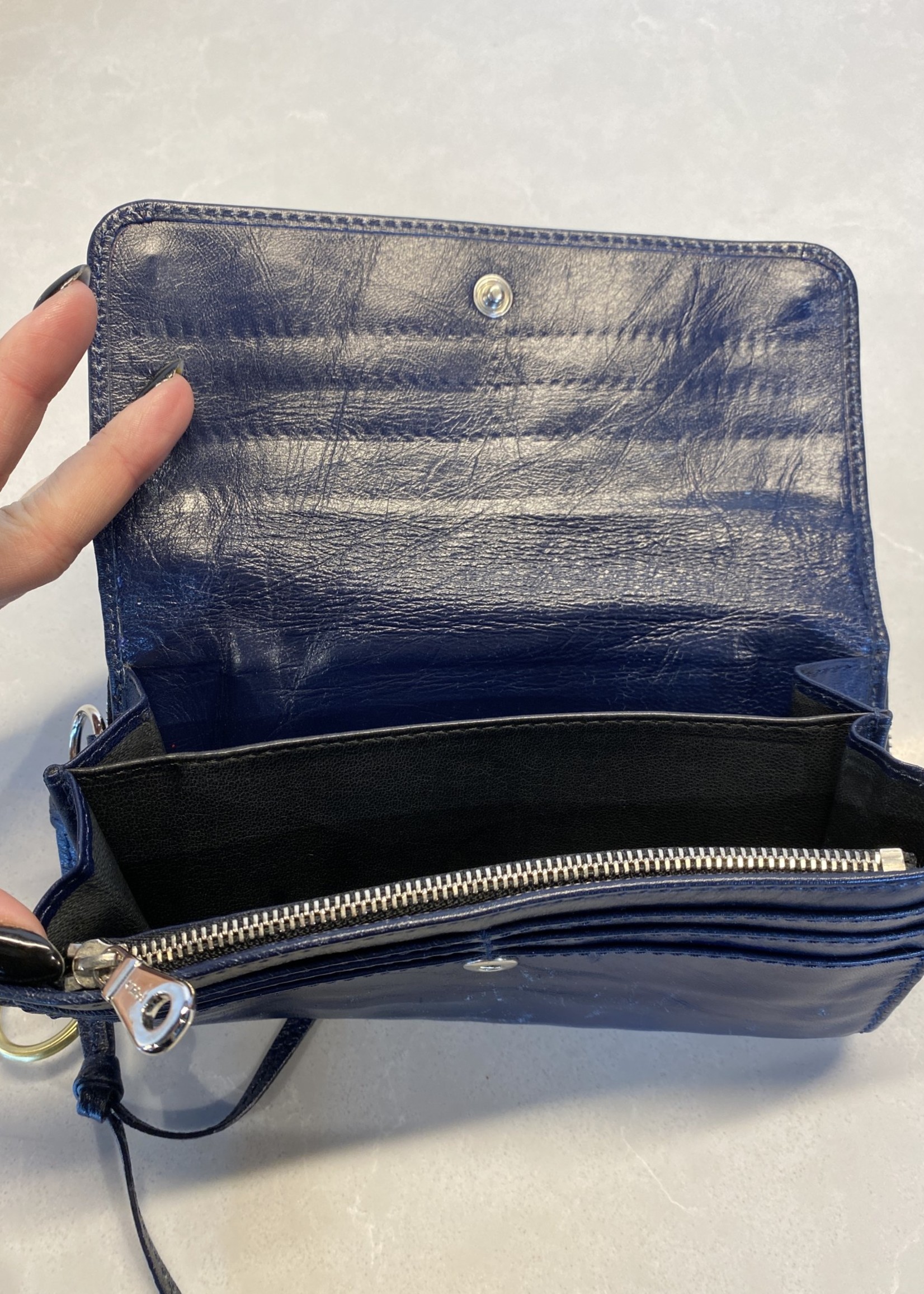 Chloe Blue Leather Distressed Wallet