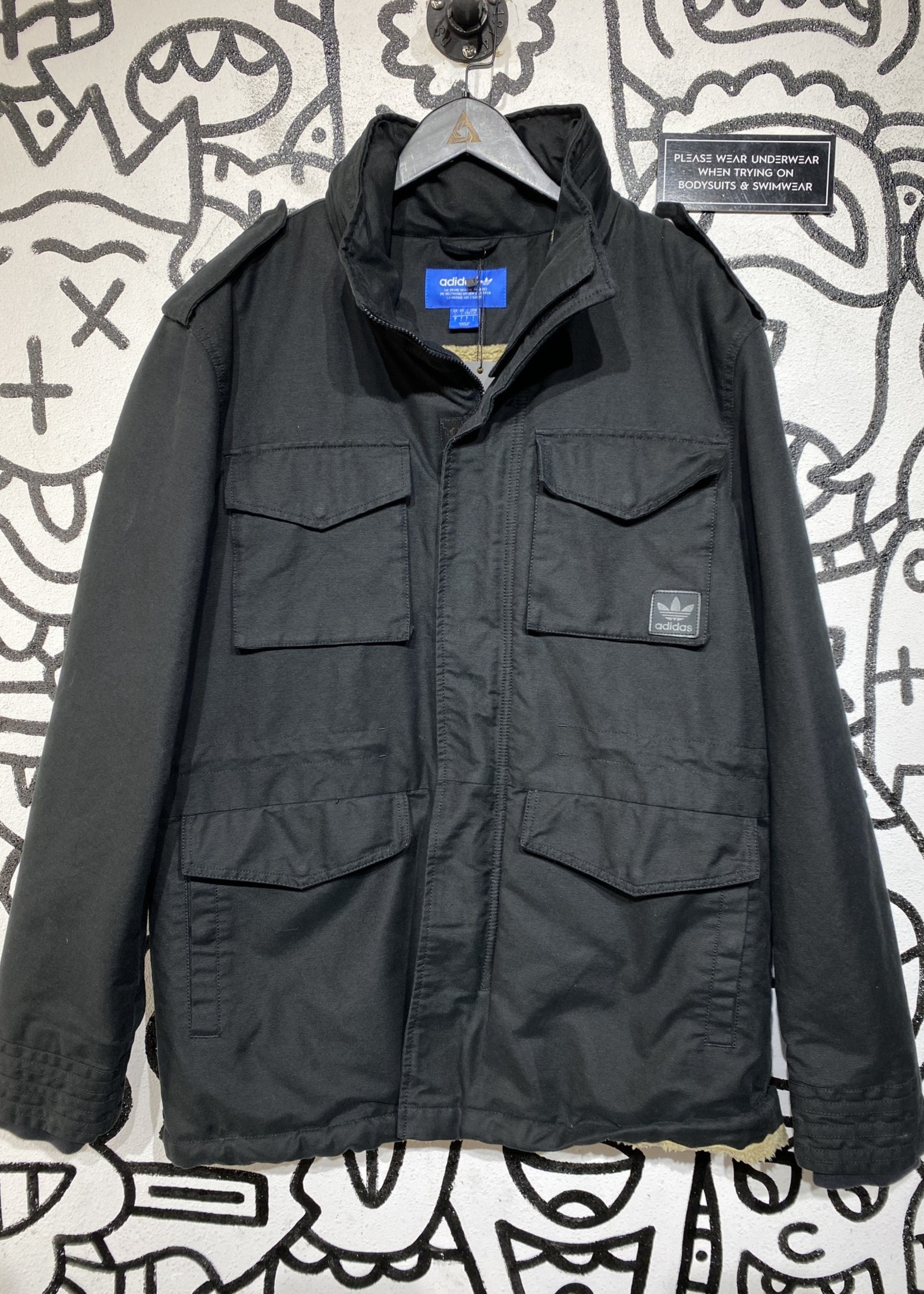 Adidas Fur Black Cargo pocket Jacket L