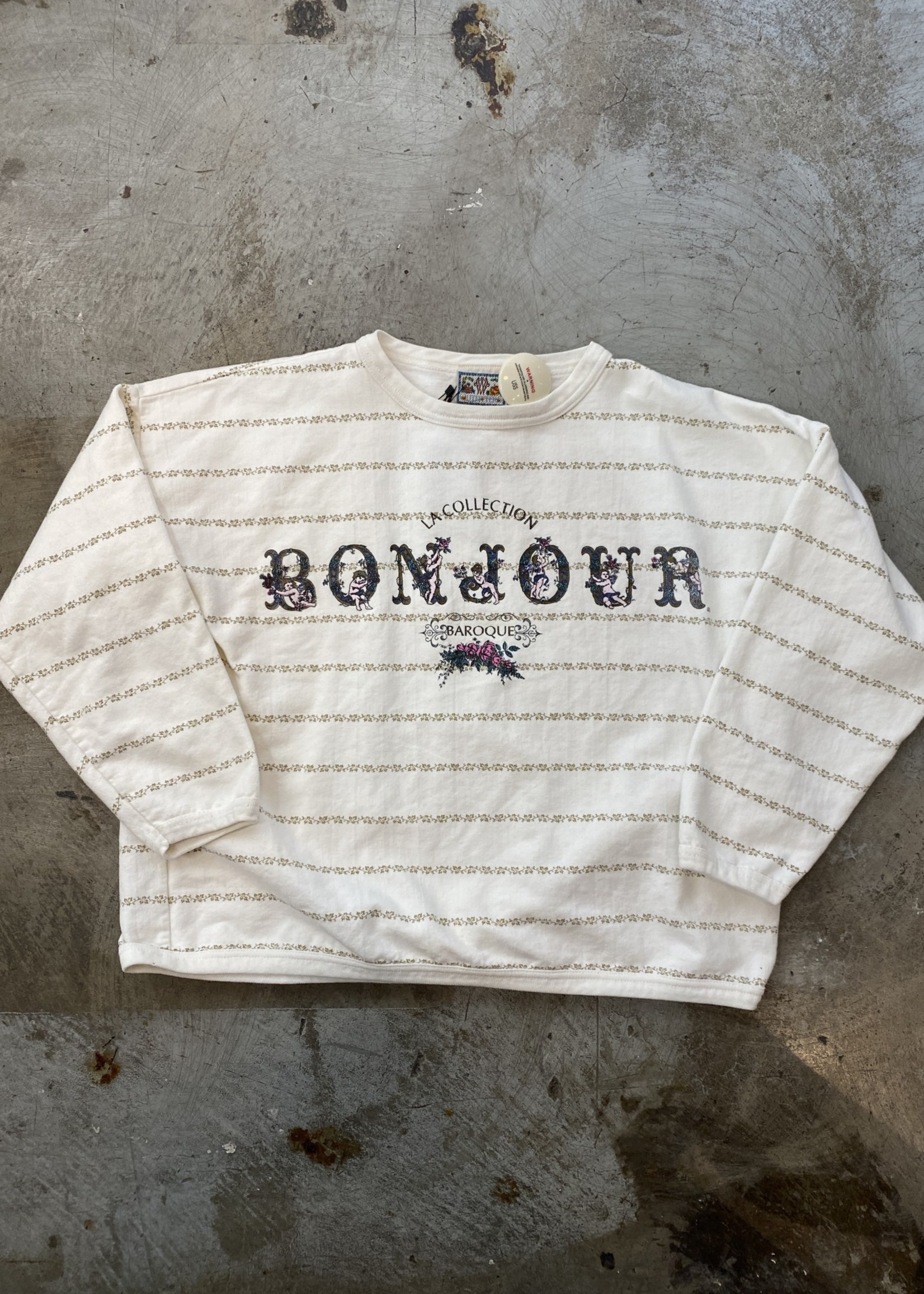 Bonjour Vintage White Crop Sweater M