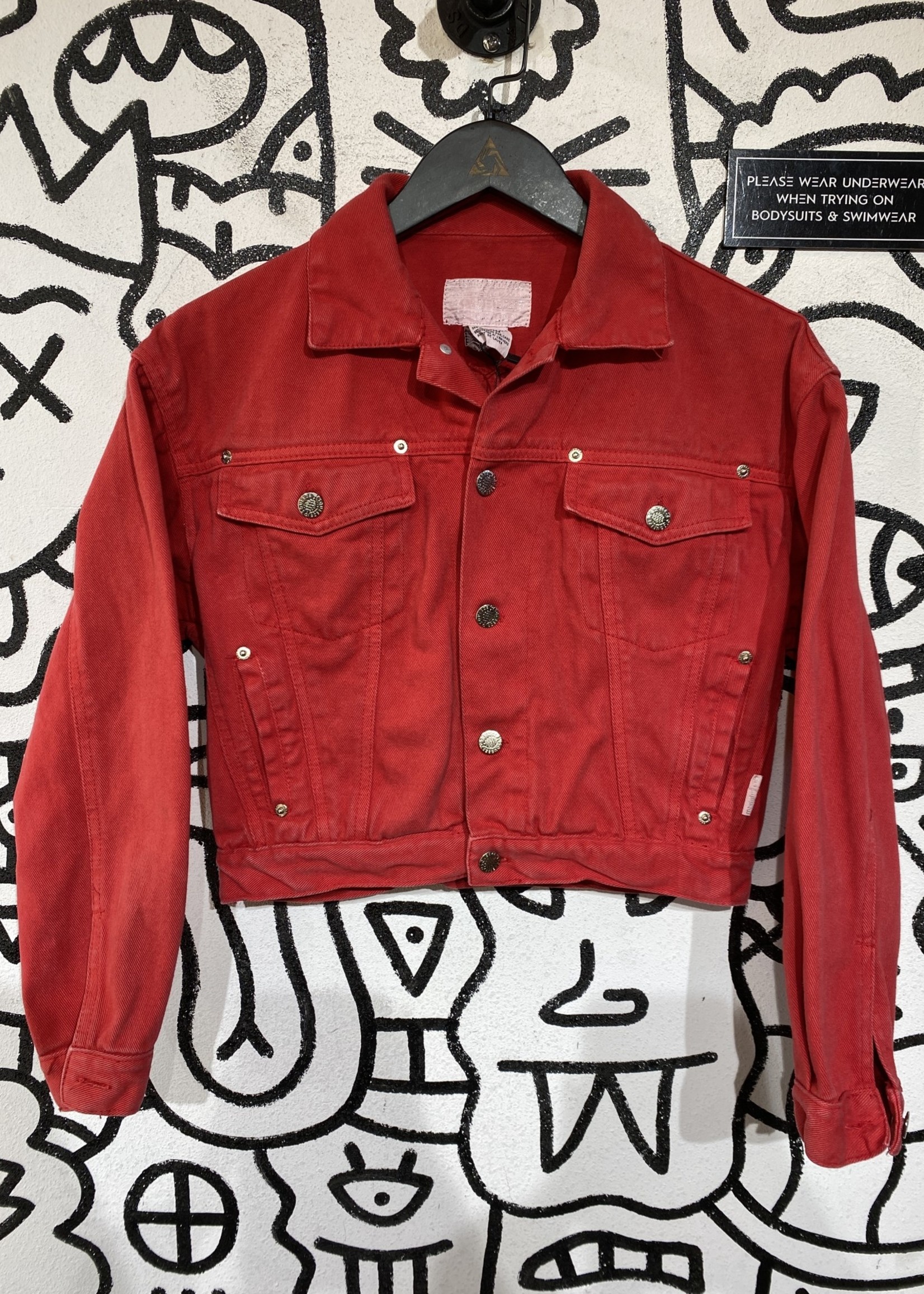 Squeeze Vintage Red Denim Crop Jacket S