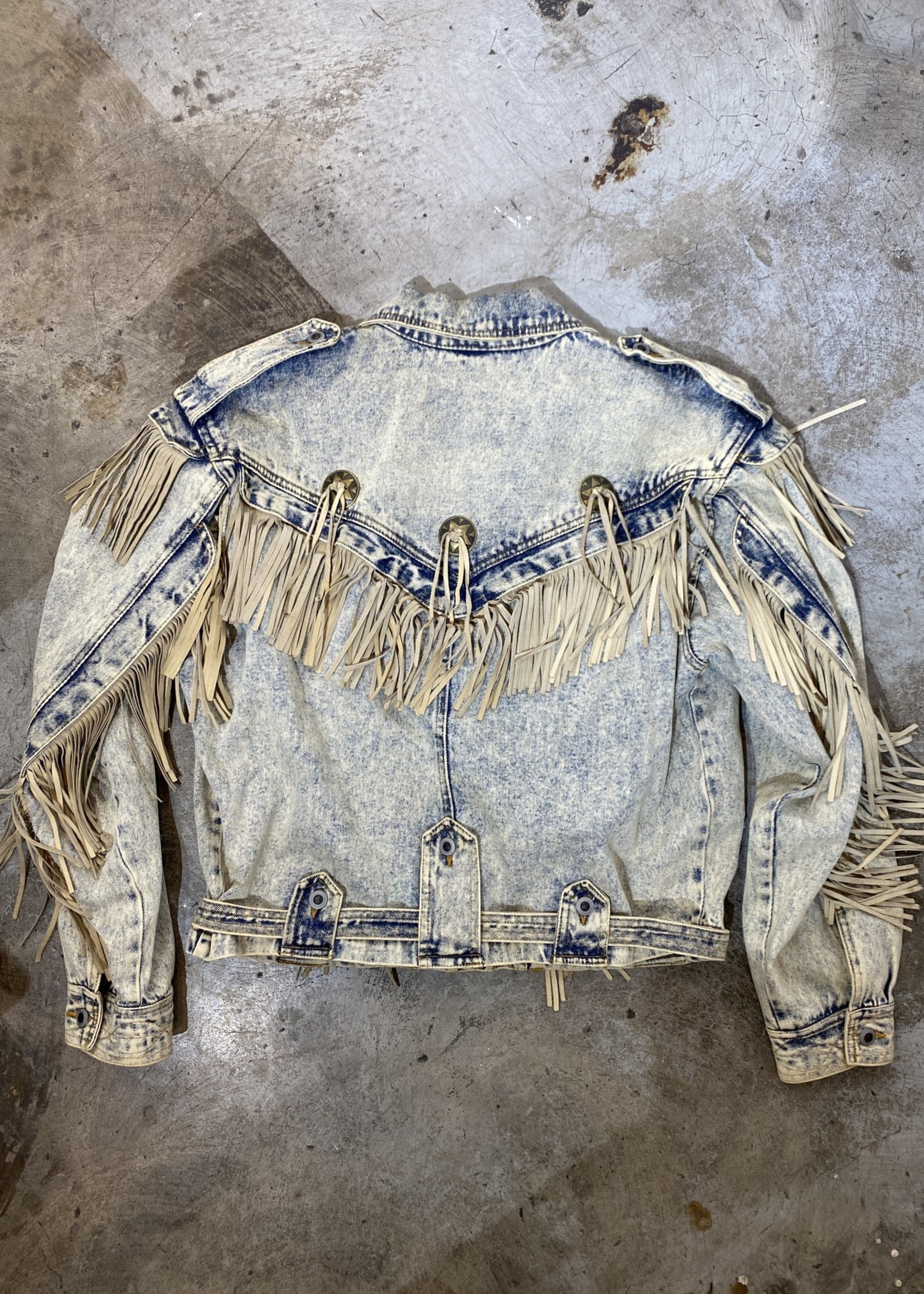 Durango Joe Acid Wash Fringe Jacket L