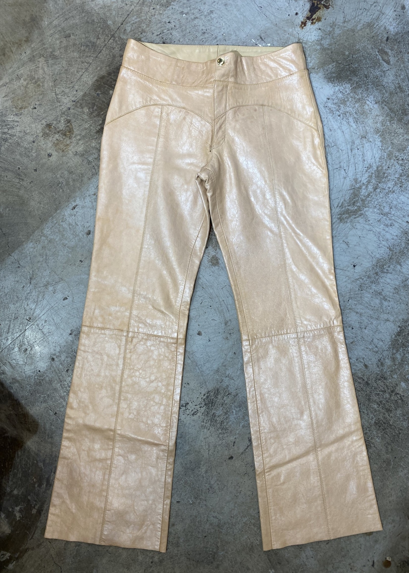 Roberto Cavalli Vintage Pink Leather Pants 28" As Is