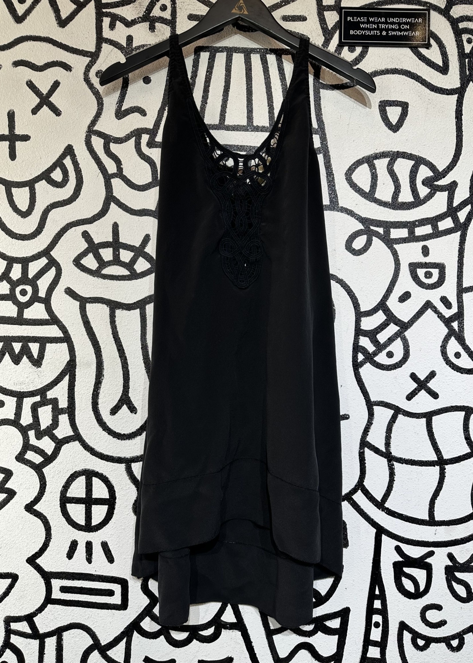 Wilfred 100% Silk Black Cutout Tank Dress XS