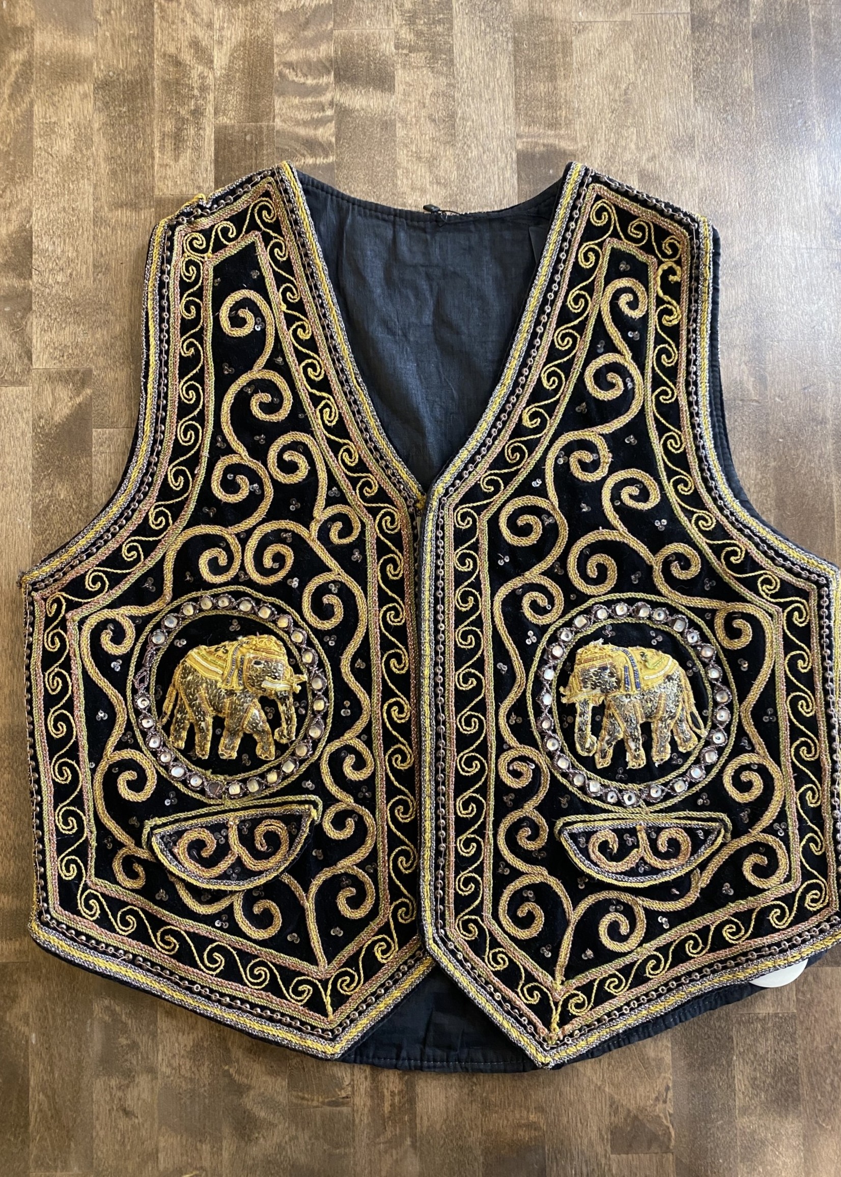 Vintage No Label Gold Embellished Elephant Vest L