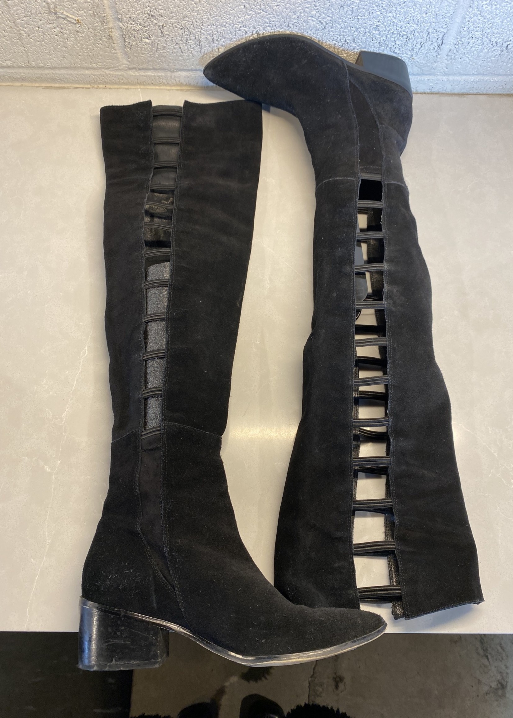 Free People Black Suede Cutout Boots 8