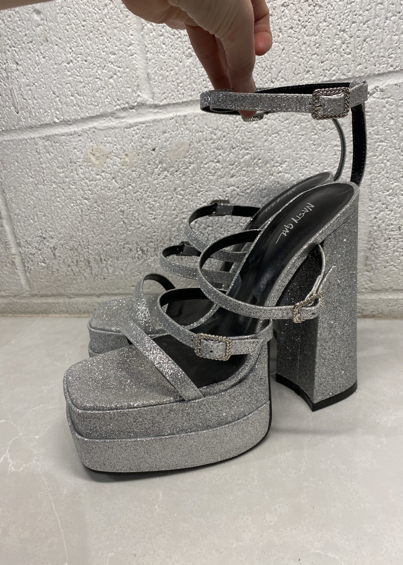 Nasty Gal Glitter Platform Heels 40/9