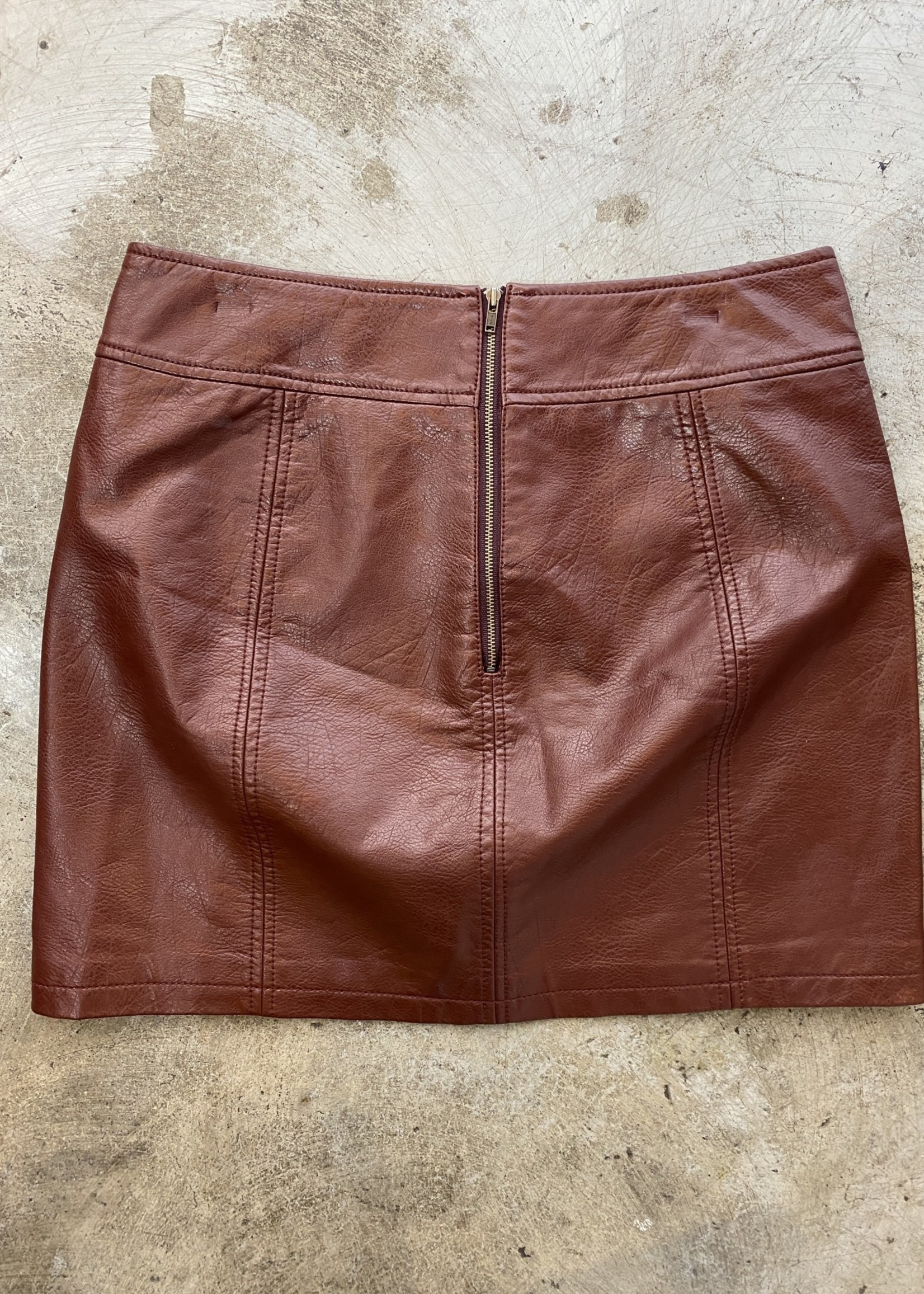 Free People Dark Red Faux Leather Skirt 31 M
