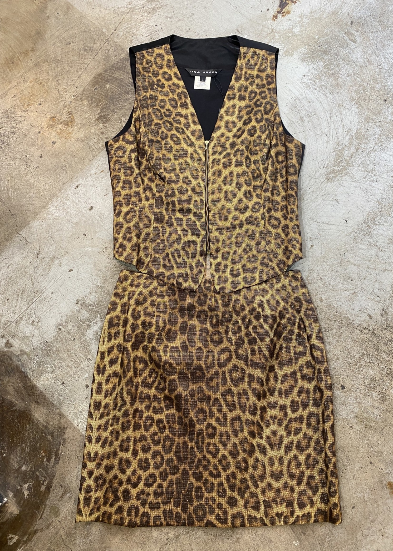 Tina Hagen Vintage Cheetah Print Skirt 28"