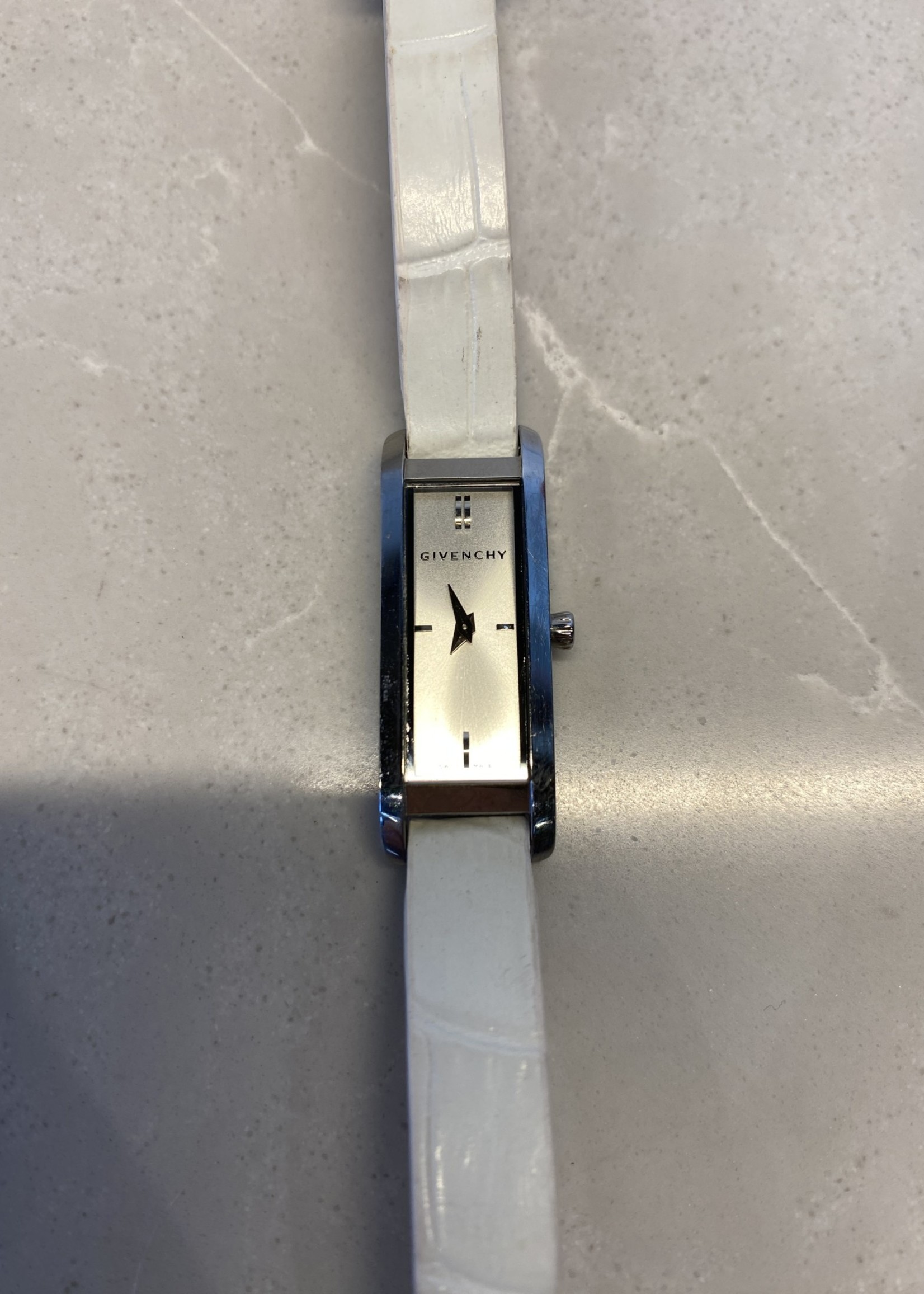Givenchy White Skinny Leather Belt Watch NEEDS BATTERY