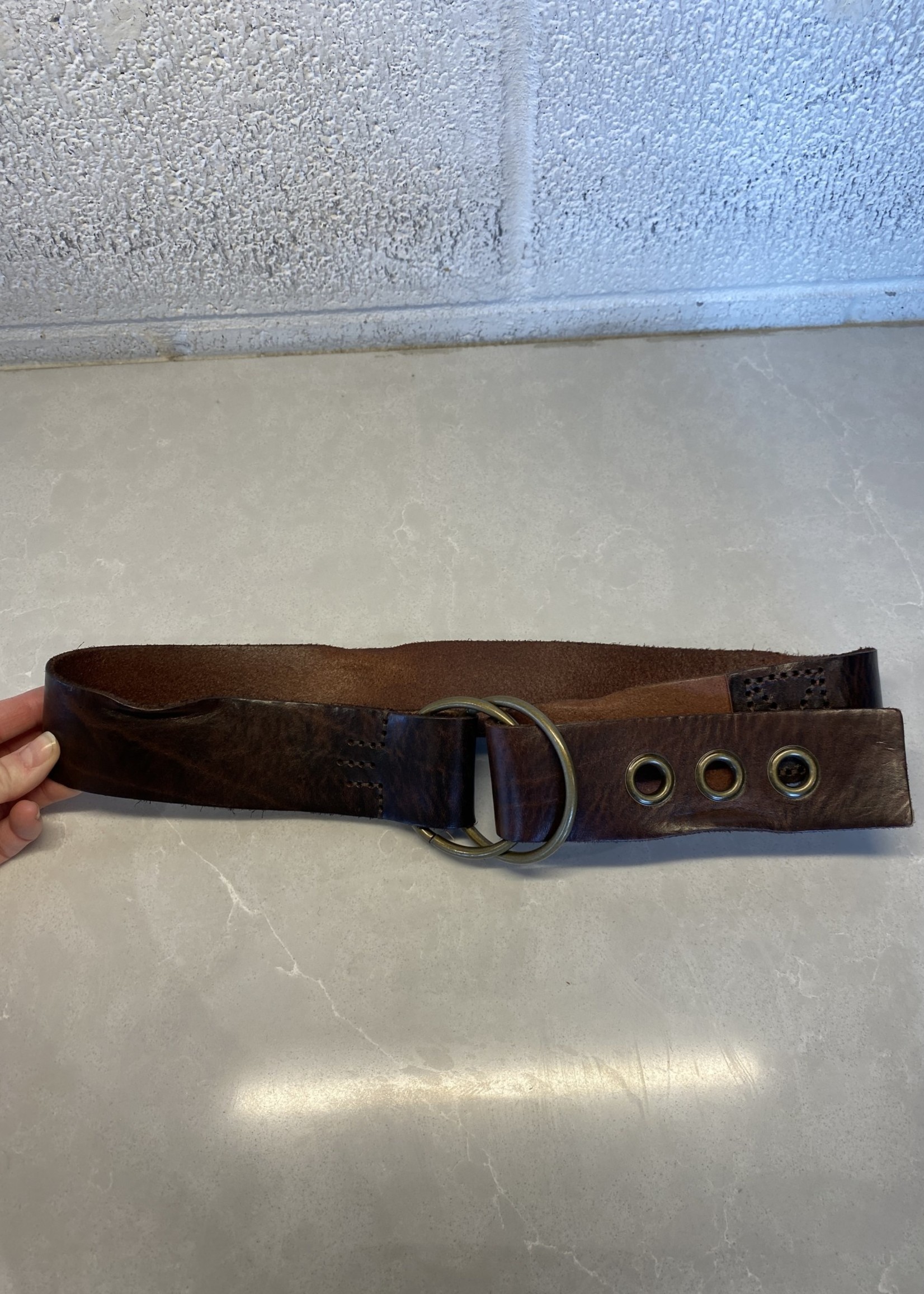 Bed/Stu Y2K Brown Chunky Leather Belt S
