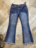 LEI Y2K Dark Wash Raw Hem Jeans 29"