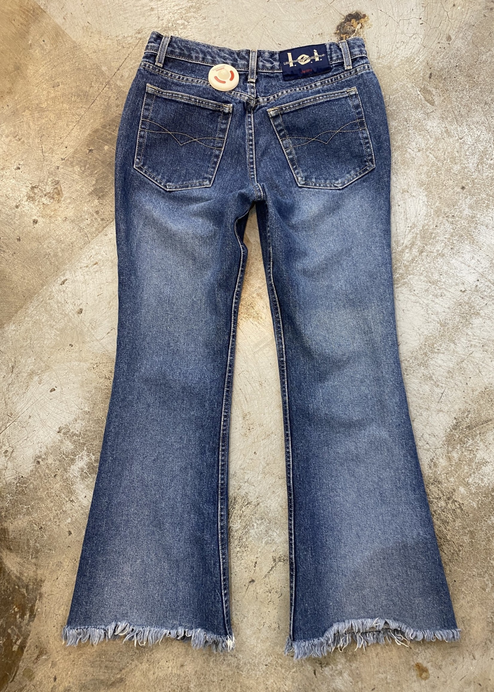 LEI Y2K Dark Wash Raw Hem Jeans 29"