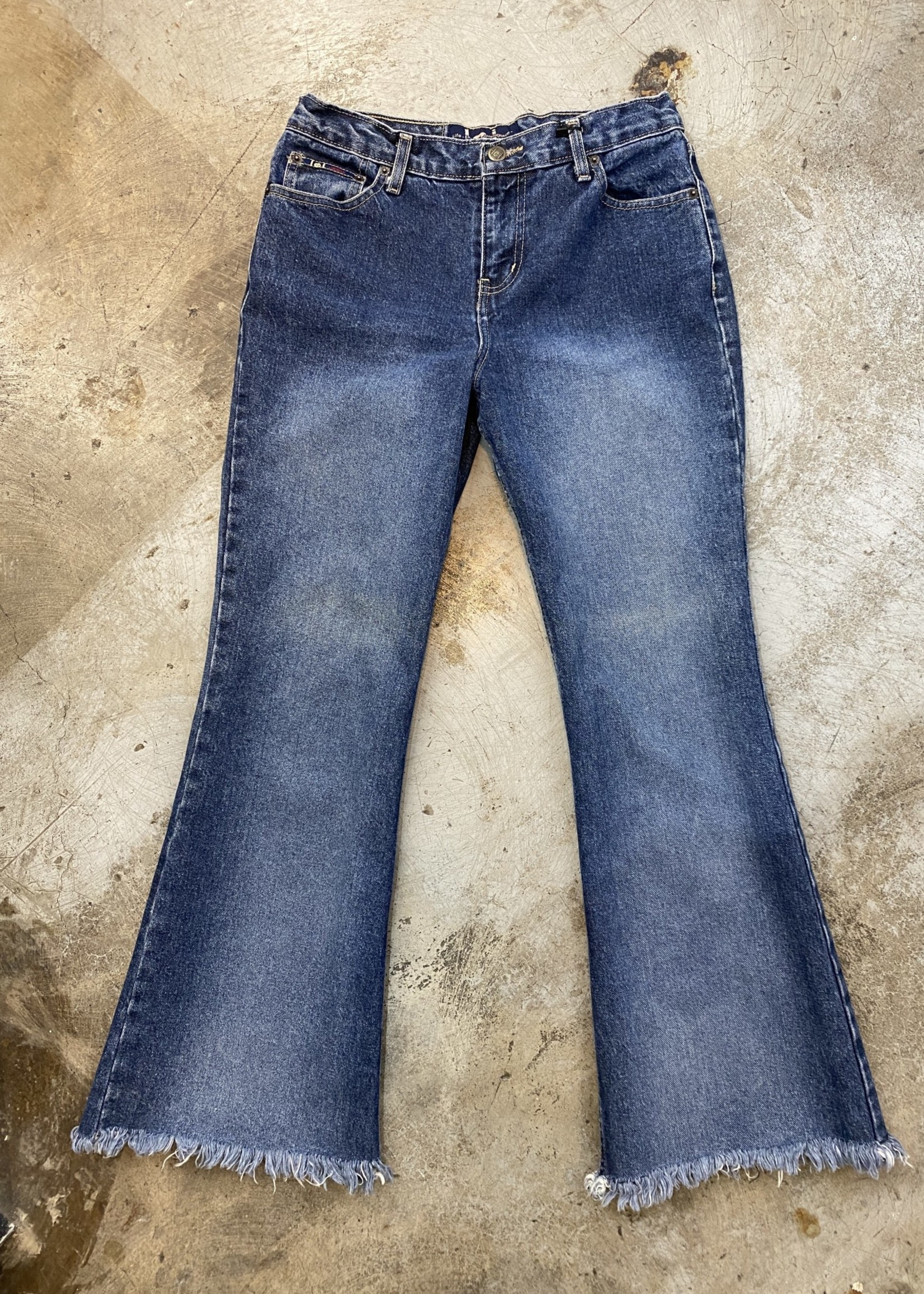 LEI Y2K Dark Wash Raw Hem Jeans 29"