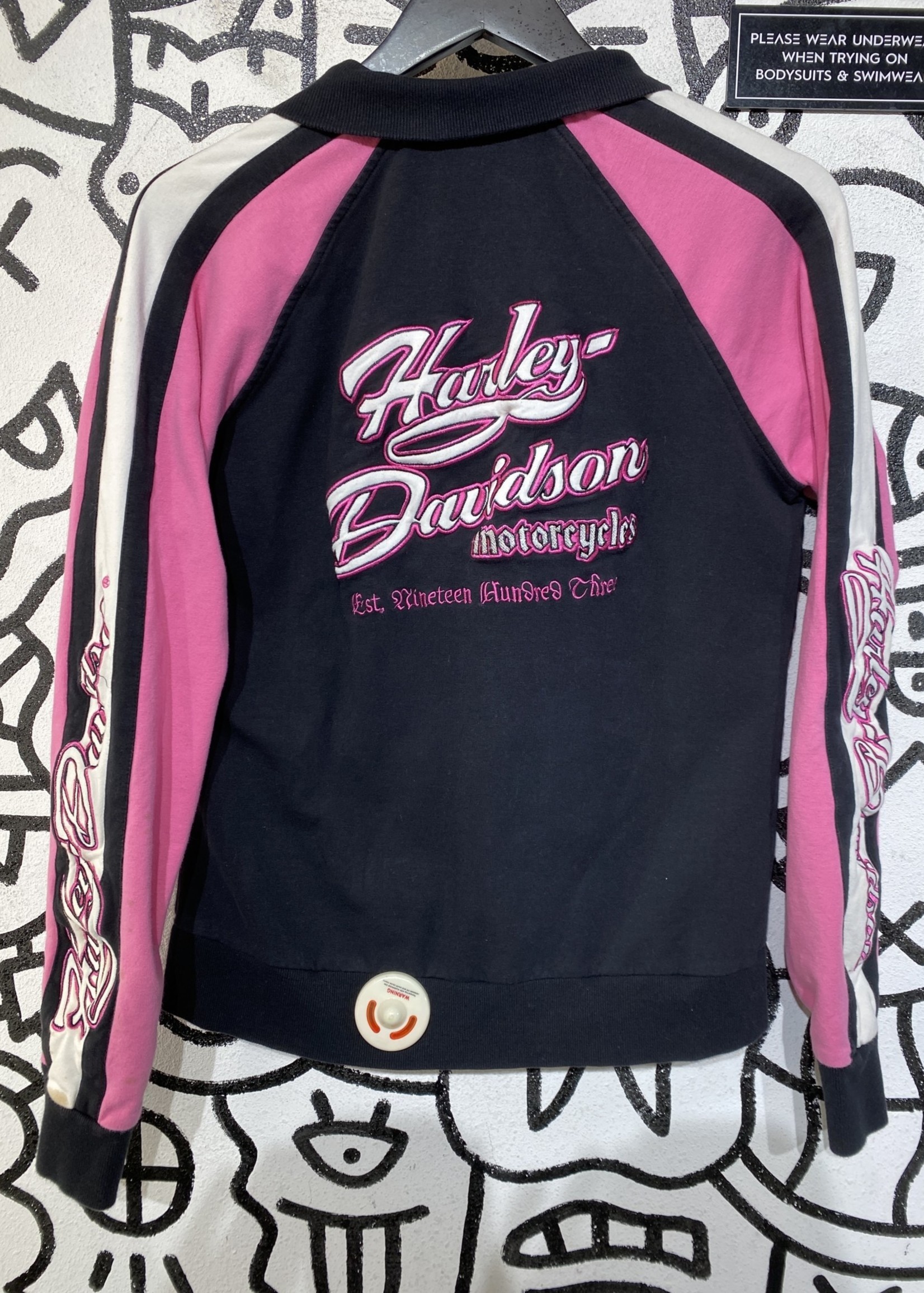 Harley Davidson Pink Black Track Jacket L