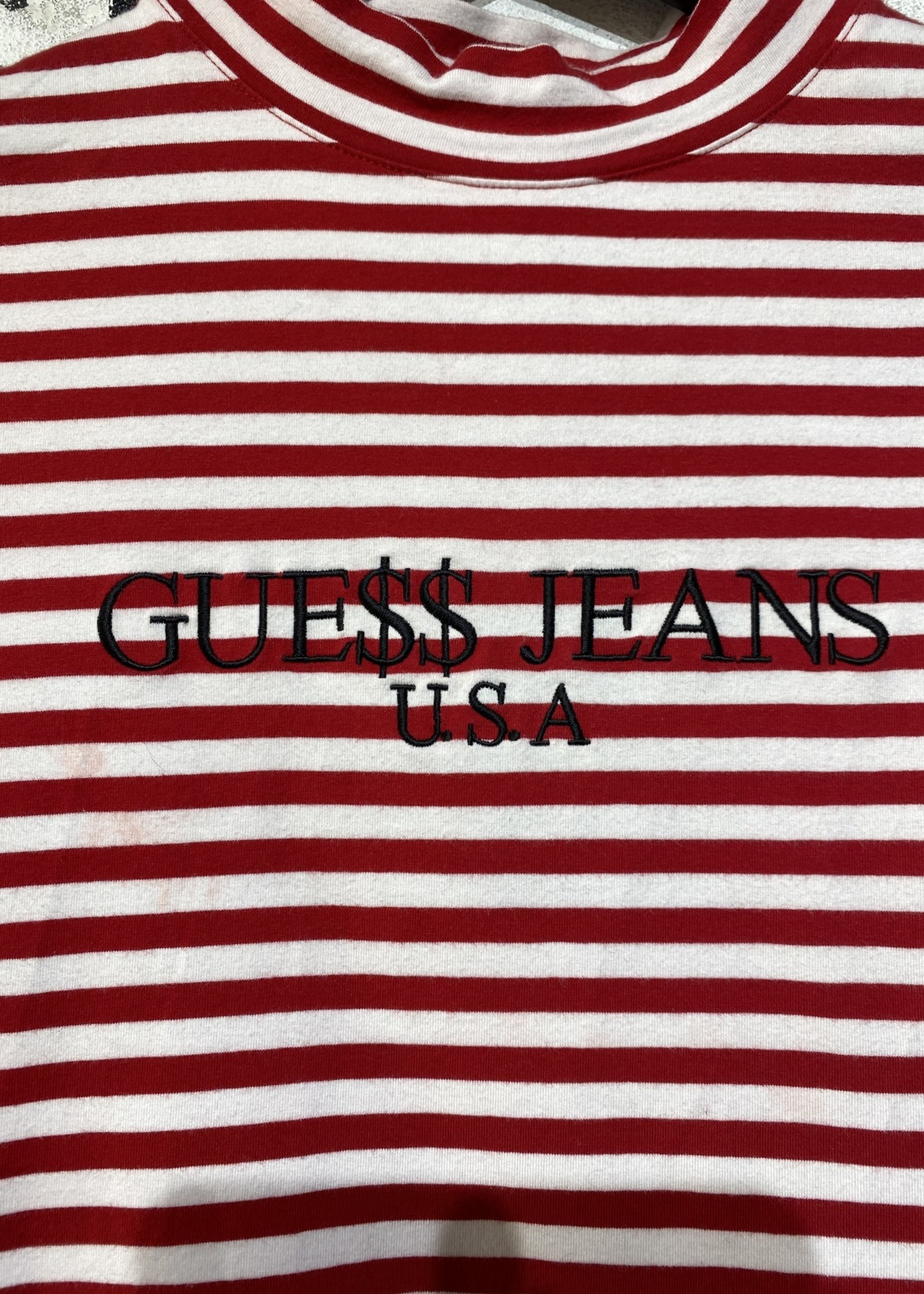 Guess Jeans ASAP Red White Striped Top M AS IS